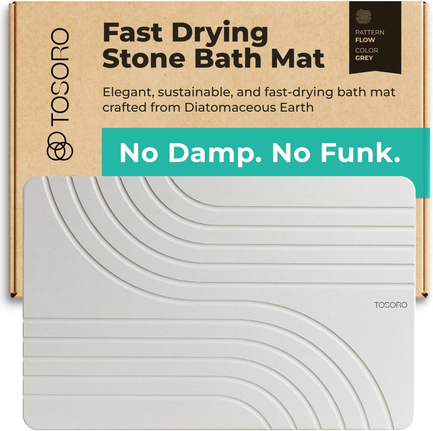 Detalle de TOSORO Stone Bath Mat 23.5 x 15