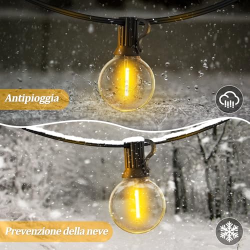 Detalle de Warlisou Catena Luminosa Esterno Dimmerabile 20 m con Telecomando IP44 – Bianco Caldo