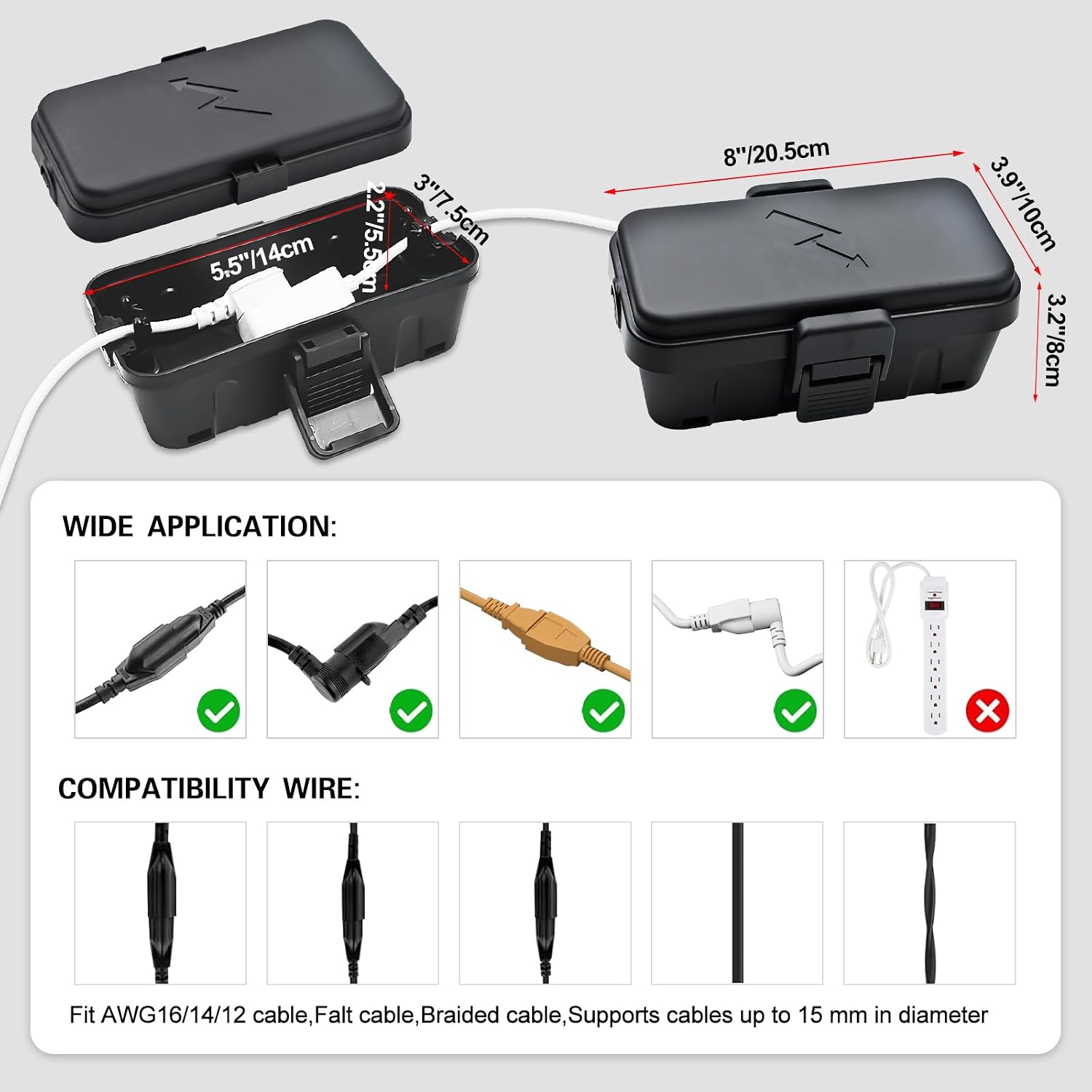 Detalle 2 de Hrensaw Small Weatherproof Electrical Connection Box, IP54, 2 Cable Ports