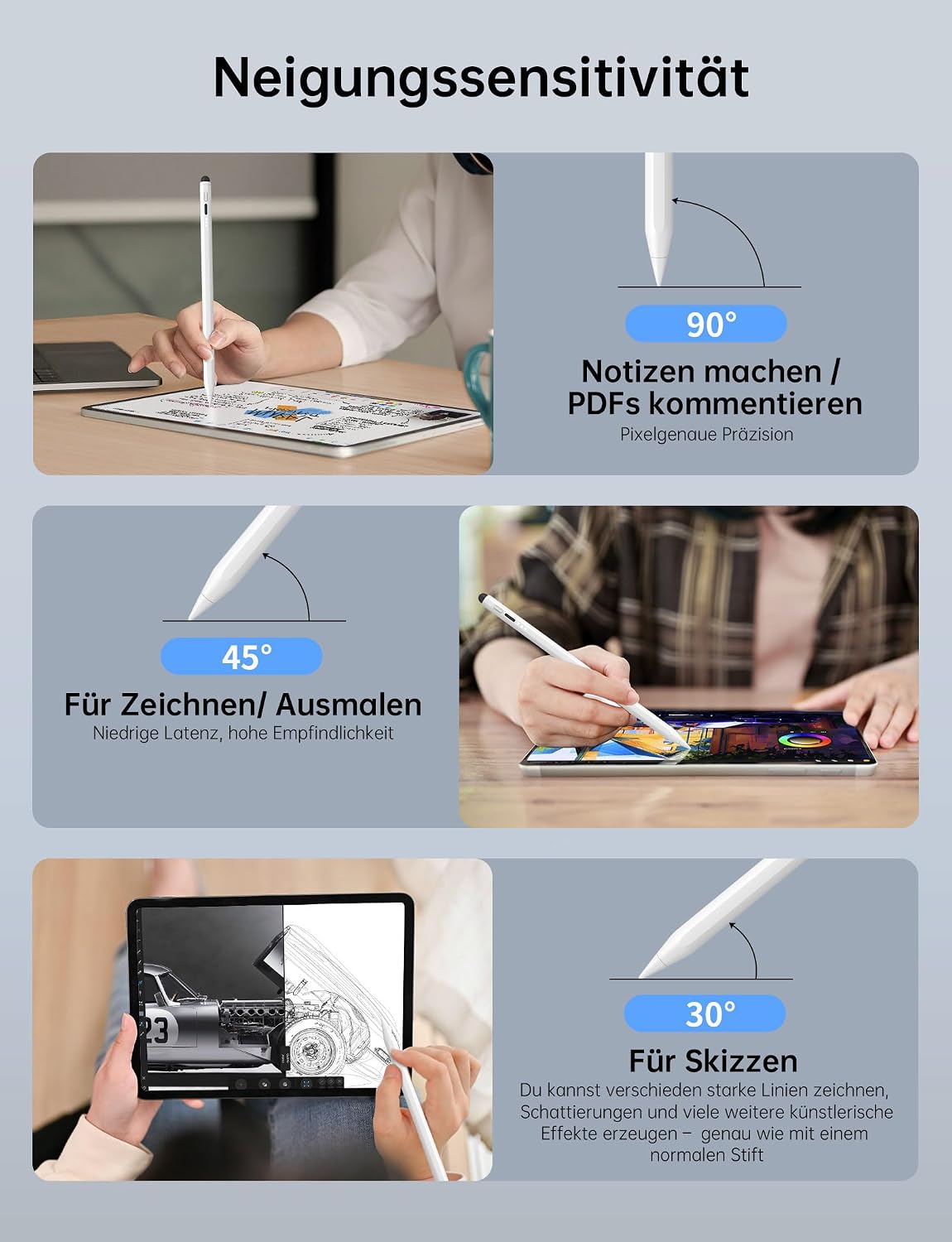 Thumbnail 5 de MEKO Stift für iPad (2018–2025) mit Schnellladefunktion & Neigungssensitivität – passend für Apple Pencil-kompatible iPads