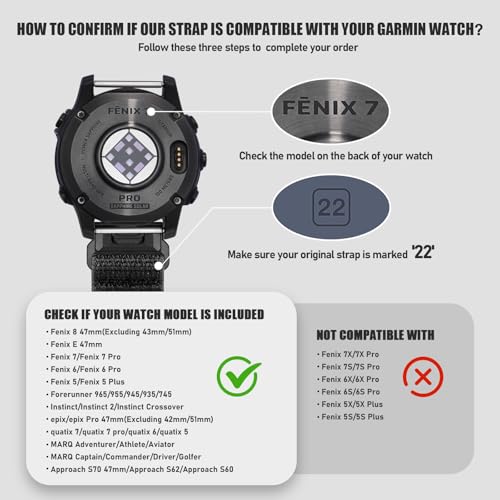 Thumbnail 1 de Upeak 22mm QuickFit Armband aus Nylon für Garmin Fenix 7/8 und mehr