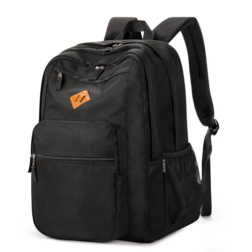 Detalle de ZORFIN 26L Black Backpack: All-Season, Water-Resistant Organizer for College and Travel