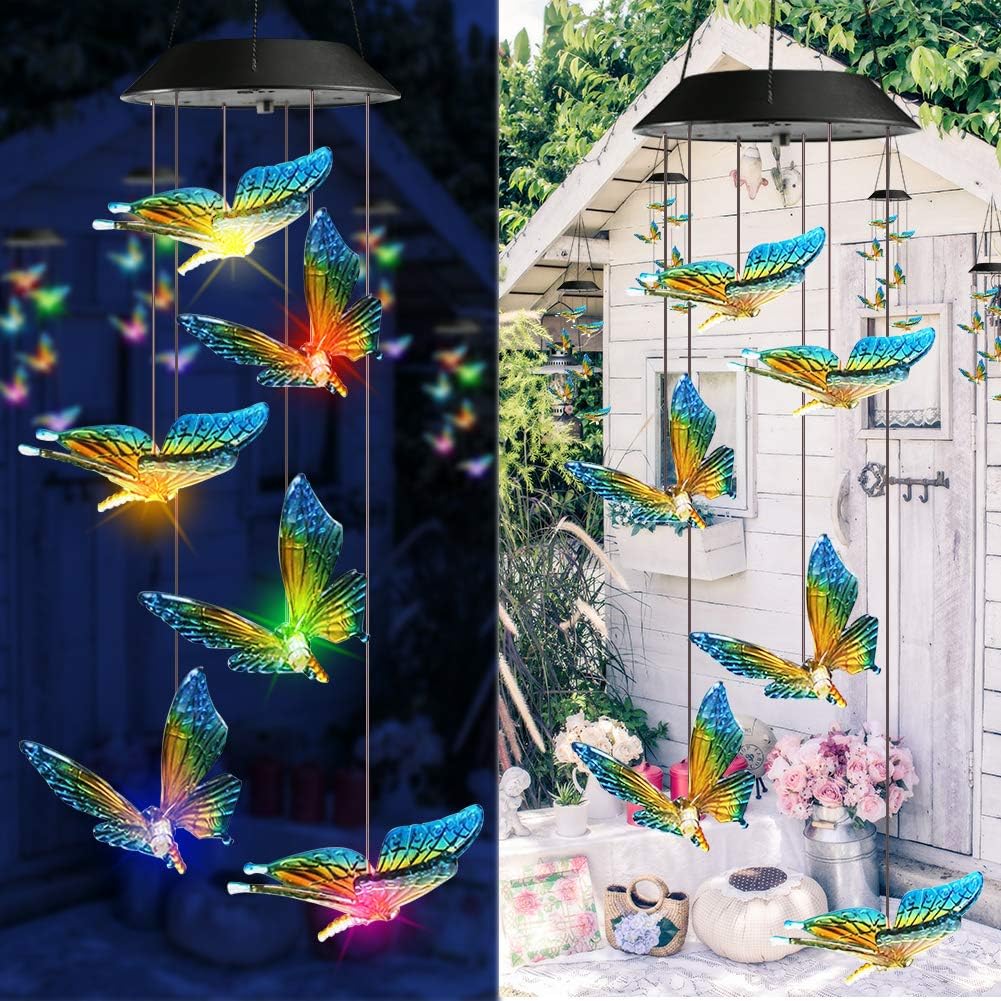 Thumbnail 6 de Qedertek Windspiele für Draußen – LED-Schmetterlinge mit Solarbetrieb und Farbwechsel