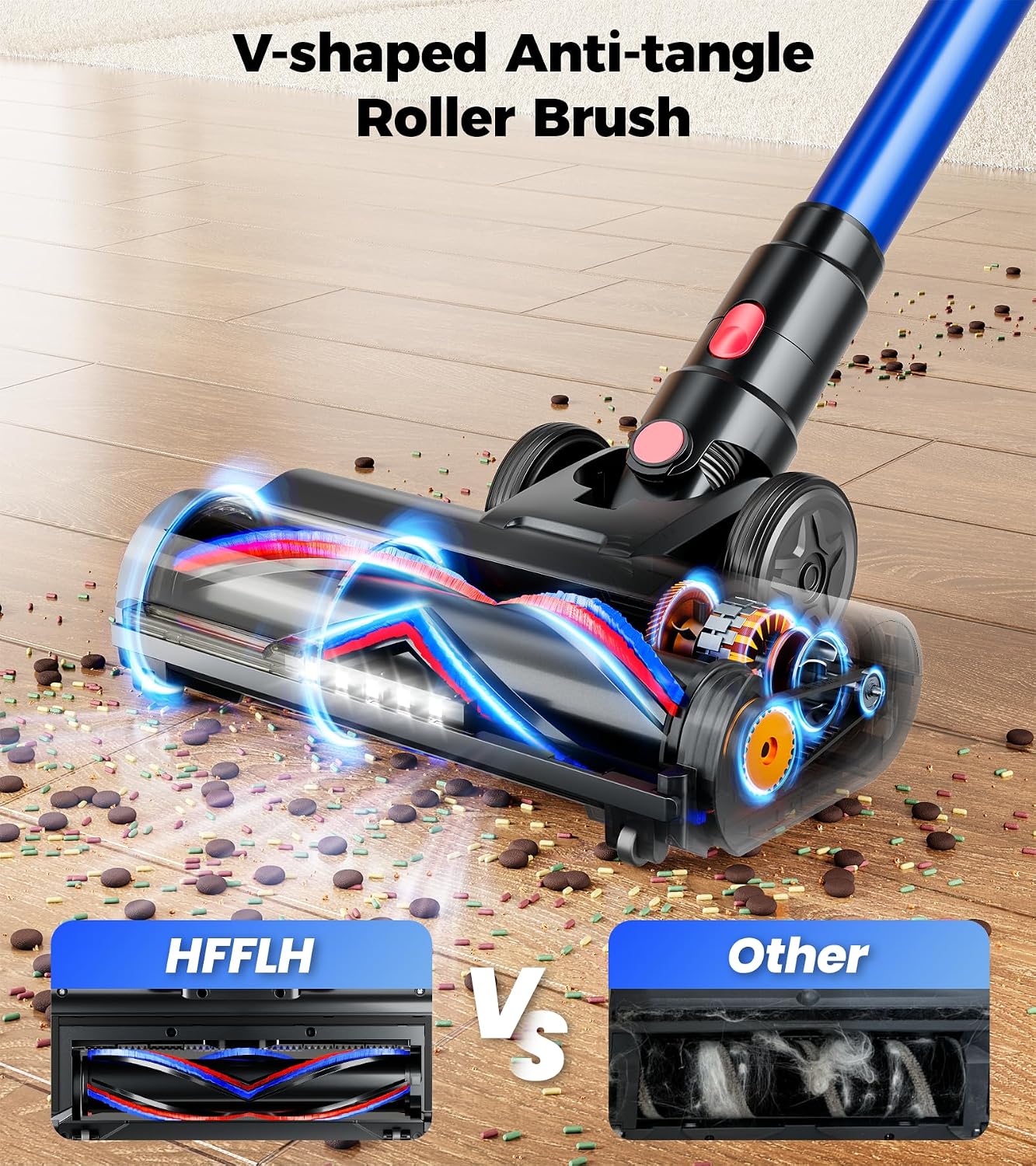 Detalle 2 de HFFLH Cordless Vacuum Cleaner: 600W Power, 50KPa suction, 65-Min Runtime