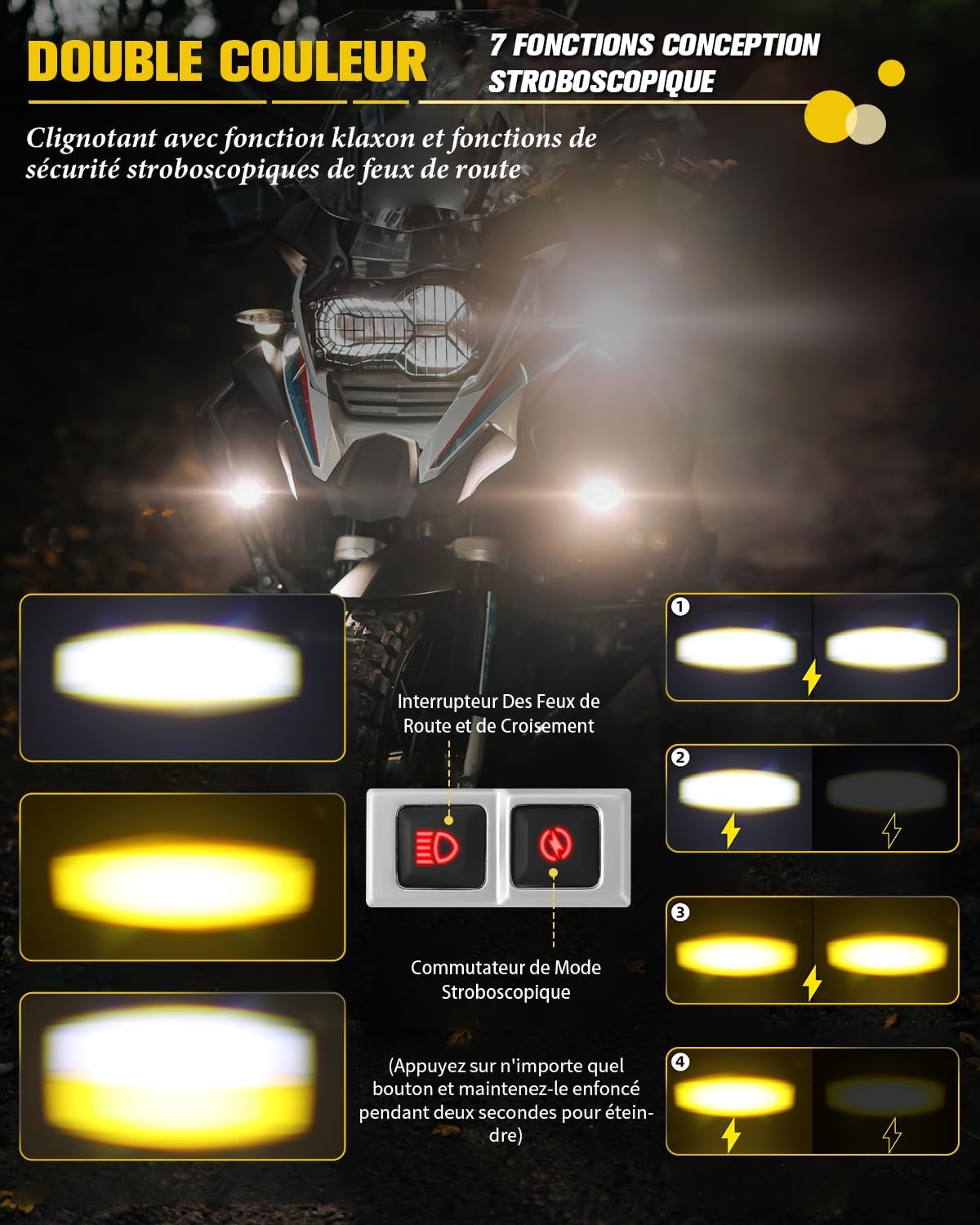 Detalle de BraveWAY Feux Additionnels Moto 70W 30000LM
