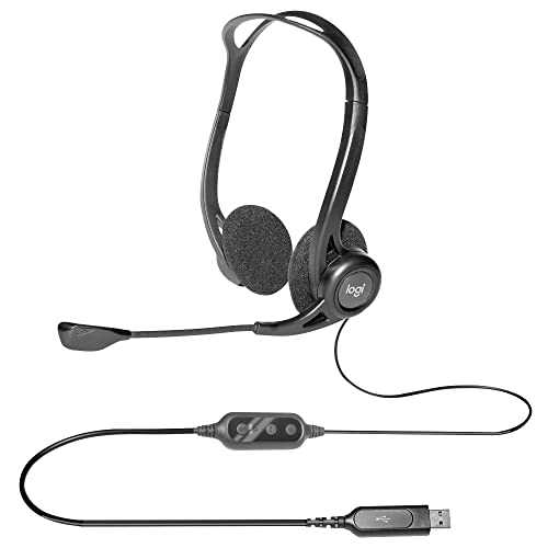 Detalle de Logitech 960 Kopfhörer mit Mikrofon — USB-Headset für Telefonkonferenzen, Webinare und Musik