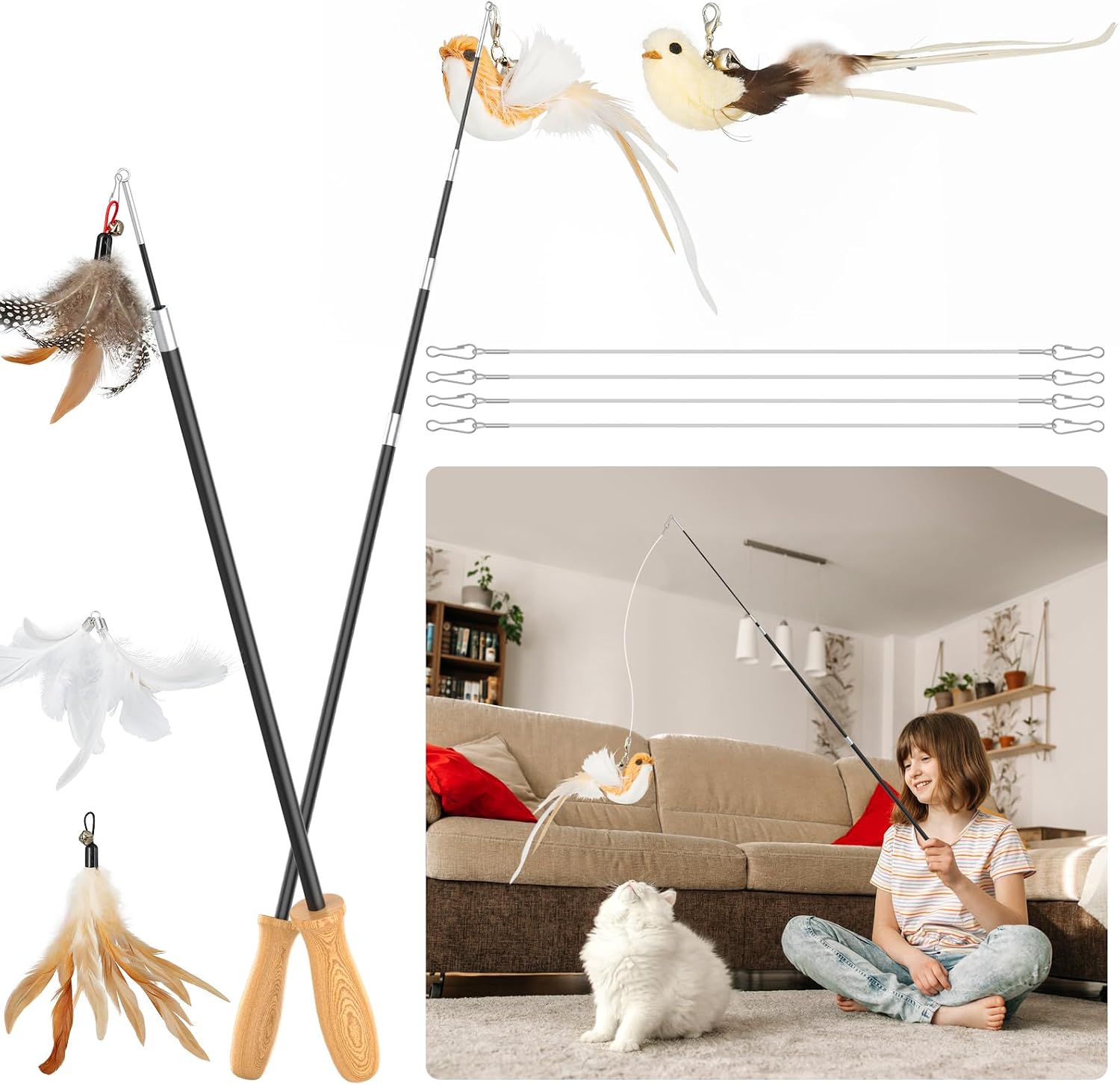 Thumbnail 6 de ROSAUI Cat Teaser Wand Set 107 cm, 2 rods