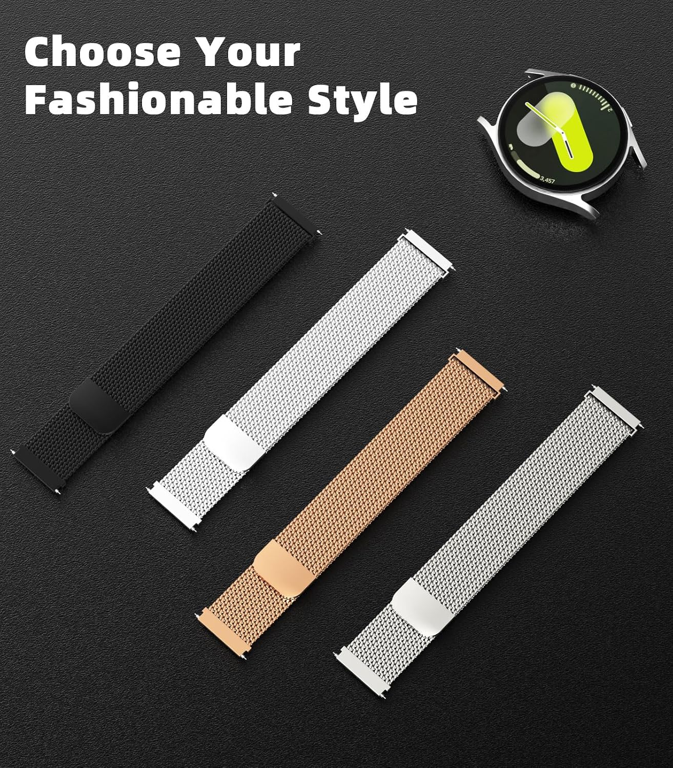 Thumbnail 4 de Astorgos Milanese Loop magnetic metal strap for Samsung Galaxy Watch 7/6/5/4 (20mm) – Milanese mesh band