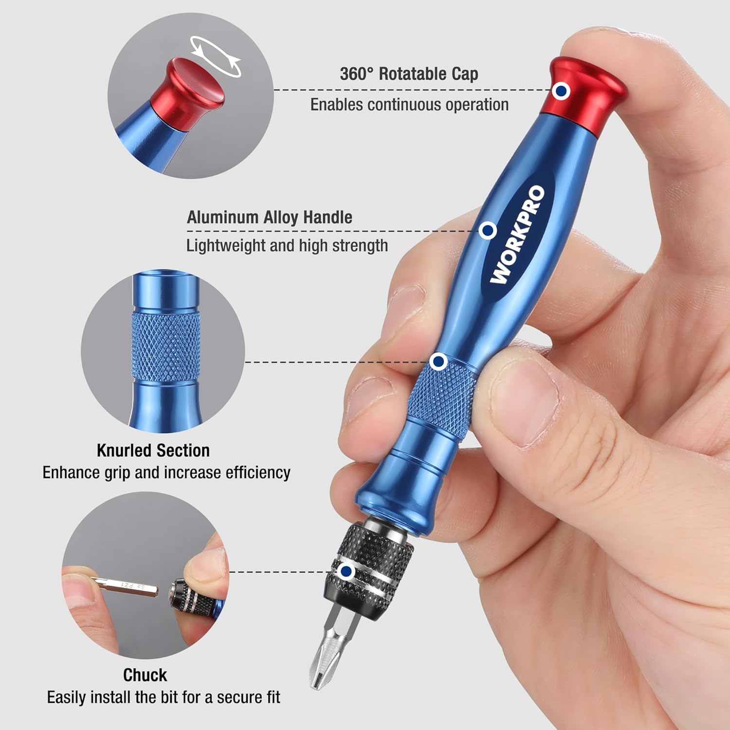 Thumbnail 2 de WORKPRO 44-in-1 Precision Screwdriver Set with S2 Steel Bits (Mini pen-style tool for glasses, watches and electronics)