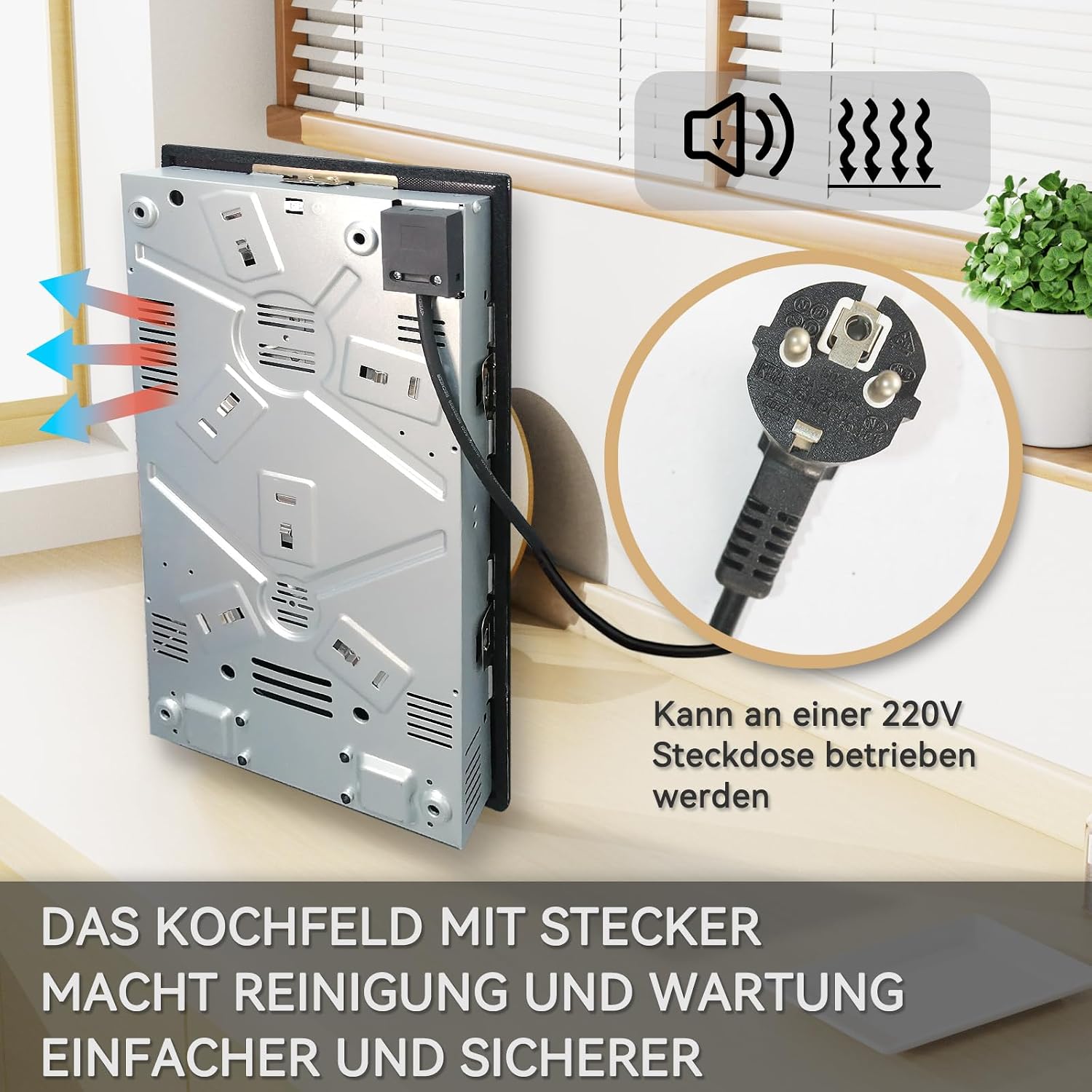 Detalle 2 de Hermitlux Einbau-Kochfeld mit 2 Zonen (Glaskeramik, 3300 W, Timer, Touch & Kindersicherung) 28,8 cm