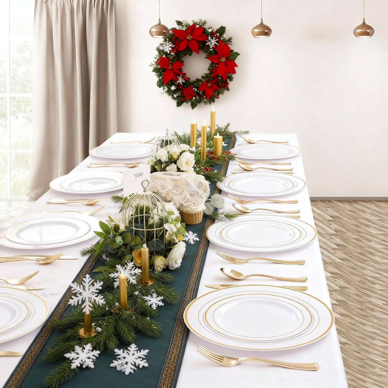 Thumbnail 5 de I00000 Gold Plastic Plates 102 pcs 🍽️