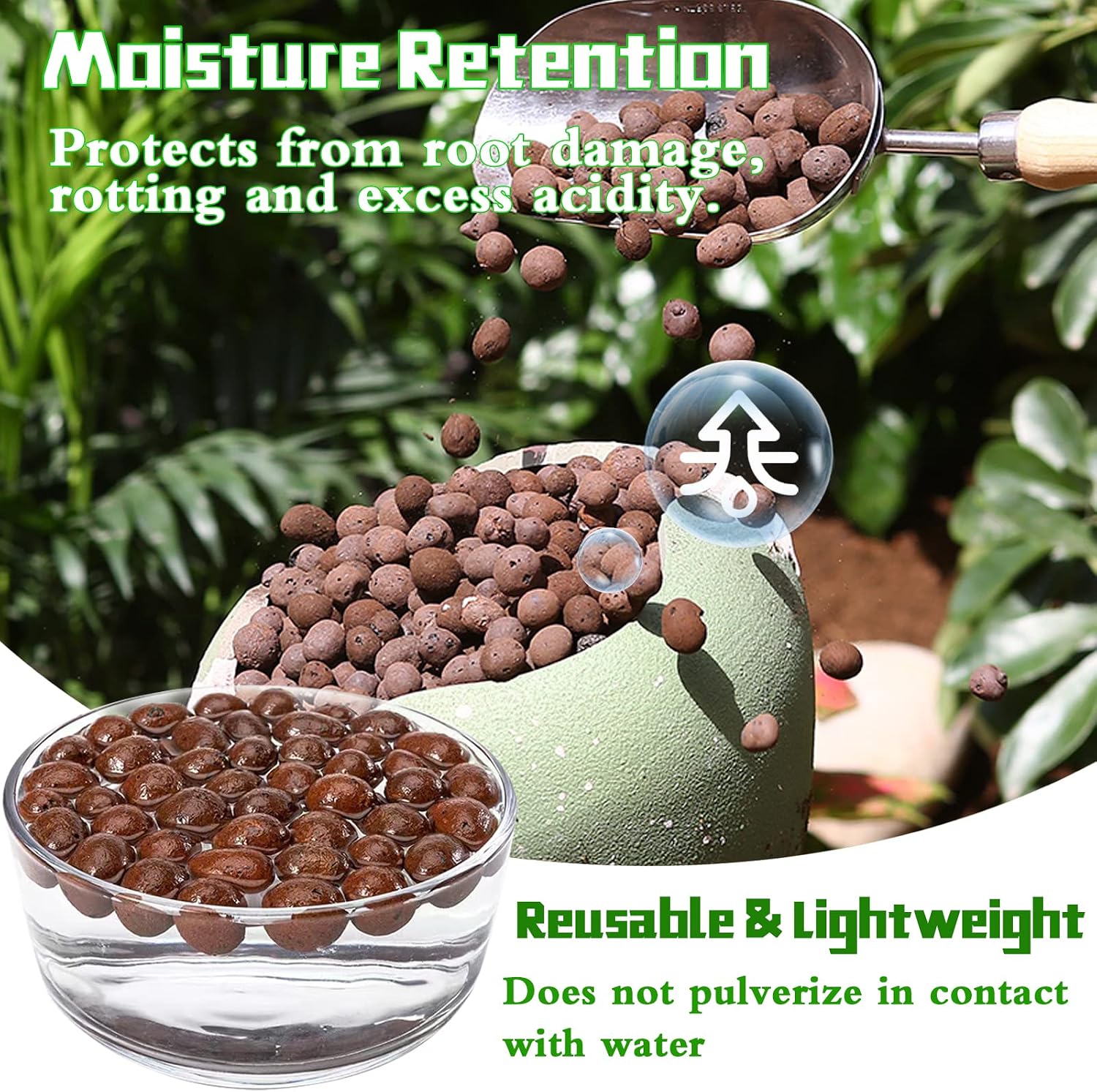 Detalle de Legigo L-CA-Clay Ball LECA Clay Pebbles, 4mm–16mm Natural Hydroponic Medium