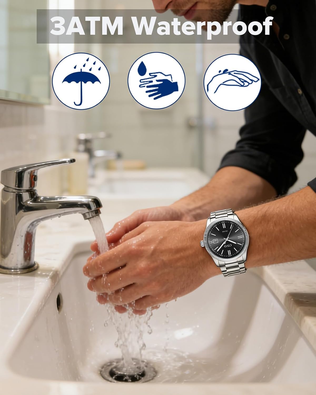 Thumbnail 4 de CIVO Herren Uhr Edelstahl Analoguhr mit Datum