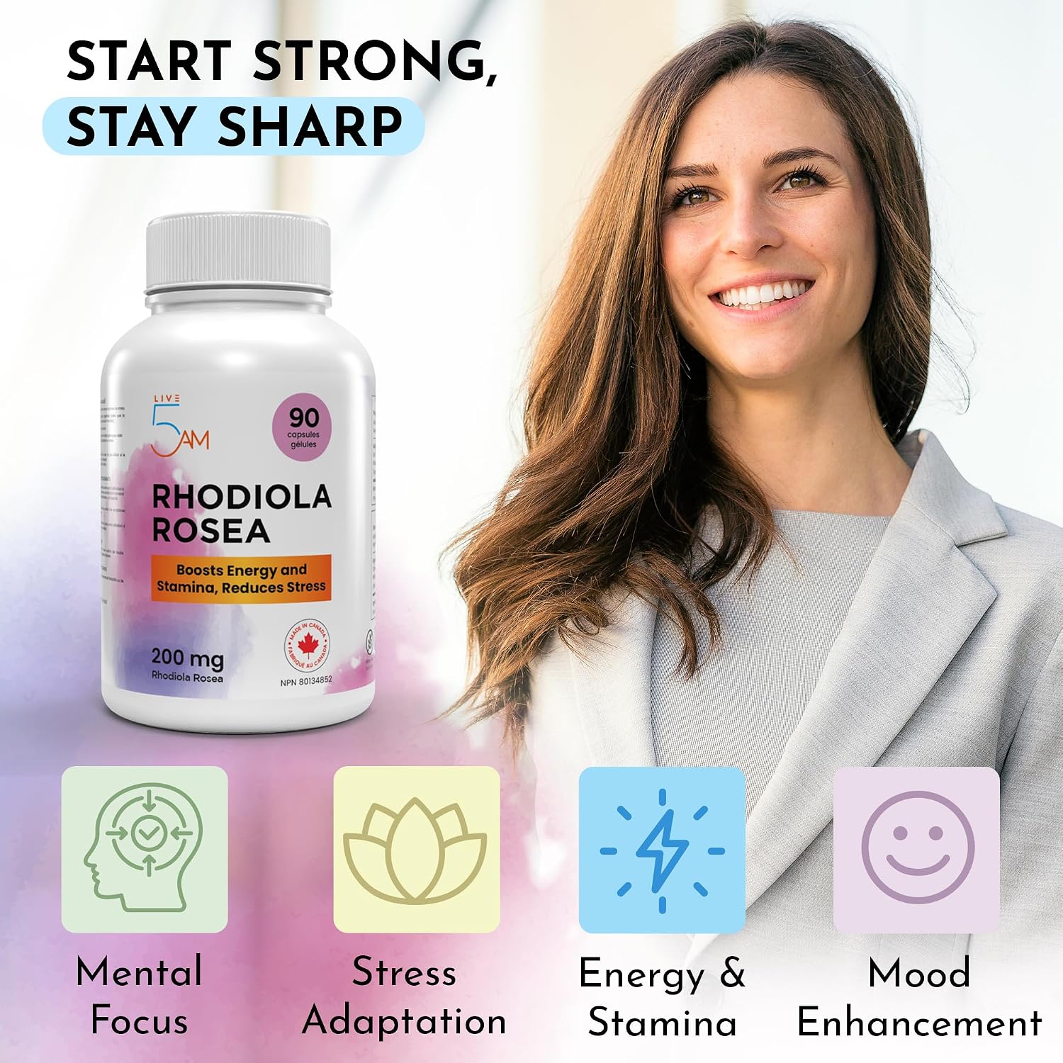 Thumbnail 4 de Live 5AM RRS-200|90 Rhodiola Rosea Capsules, 200 mg, 90 Count