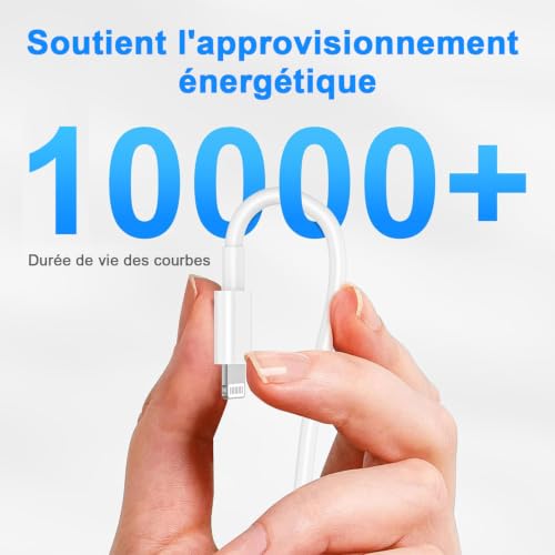 Detalle de BSTOEM Câble iPhone Lightning 1M + 2M certifié MFi — Charge rapide et transmission fiable