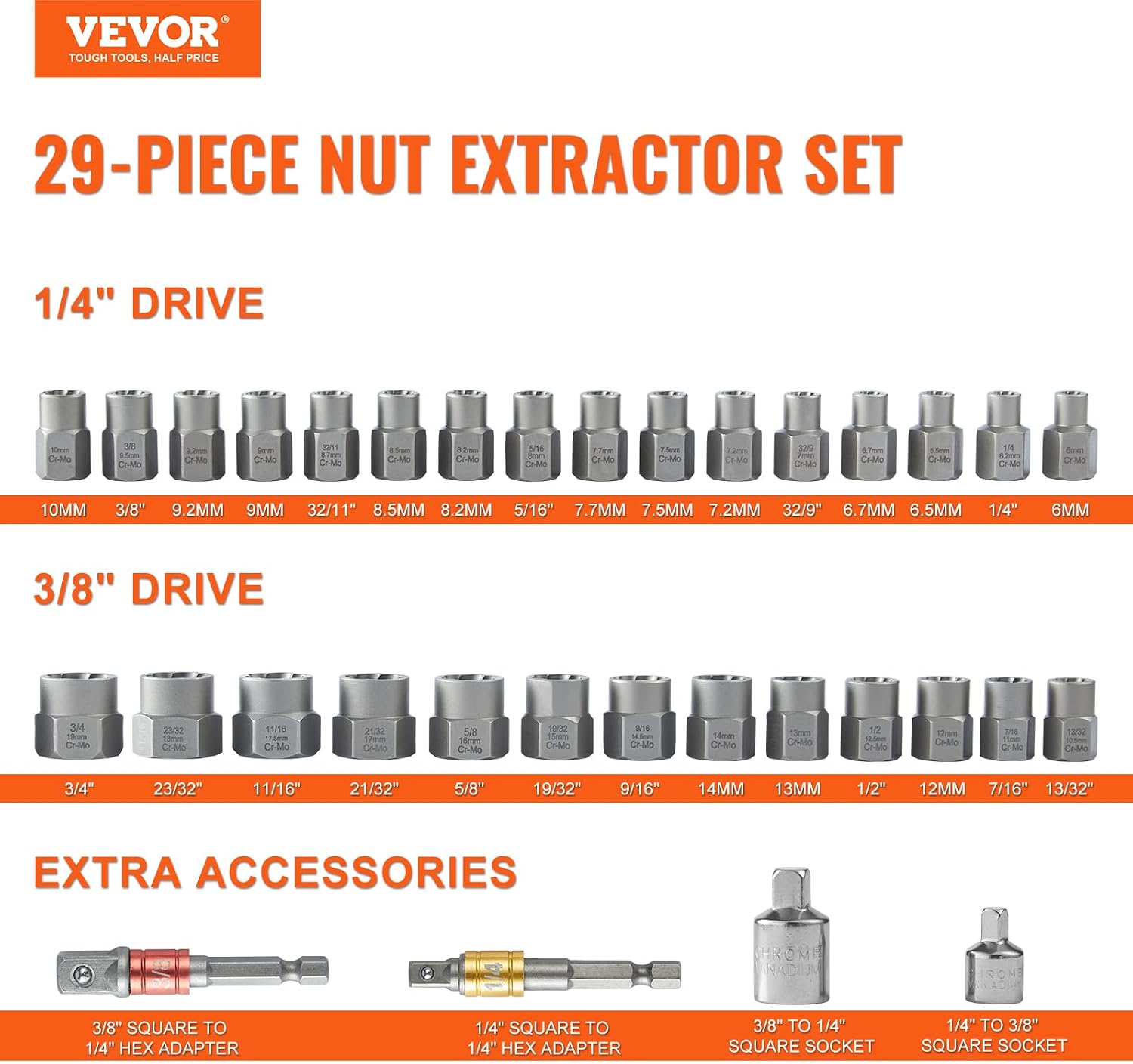 Detalle 2 de VEVOR Bolt Extractor Set 32-Piece for Damaged Bolts 🔩