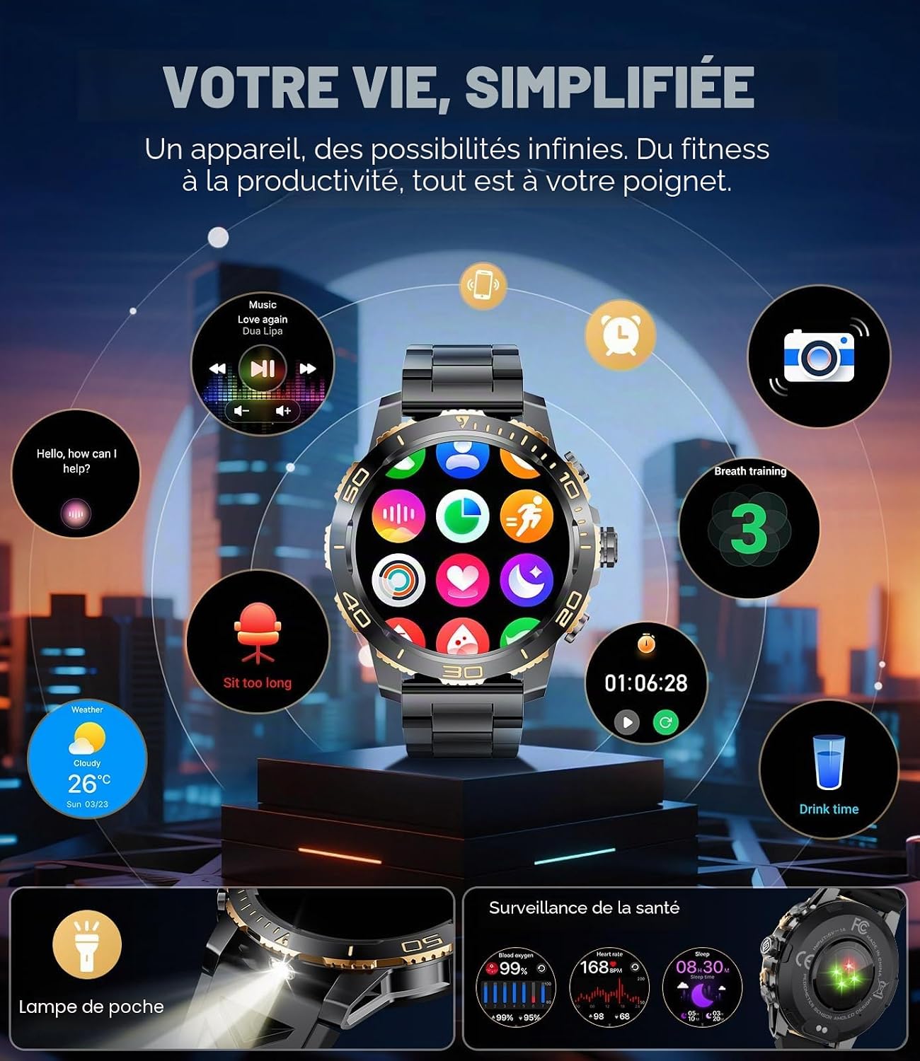 Thumbnail 6 de LIGE Montre Connectée Homme EF21 – AMOLED 1,43'', Appels Bluetooth, IP68, 100+ Modes Sportifs