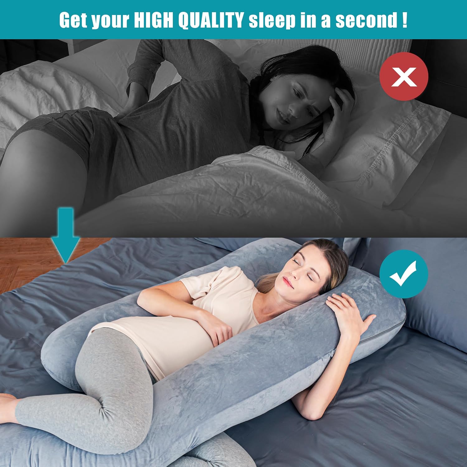 Detalle de Cute Castle U-Shaped Maternity Pillow, 57-Inch