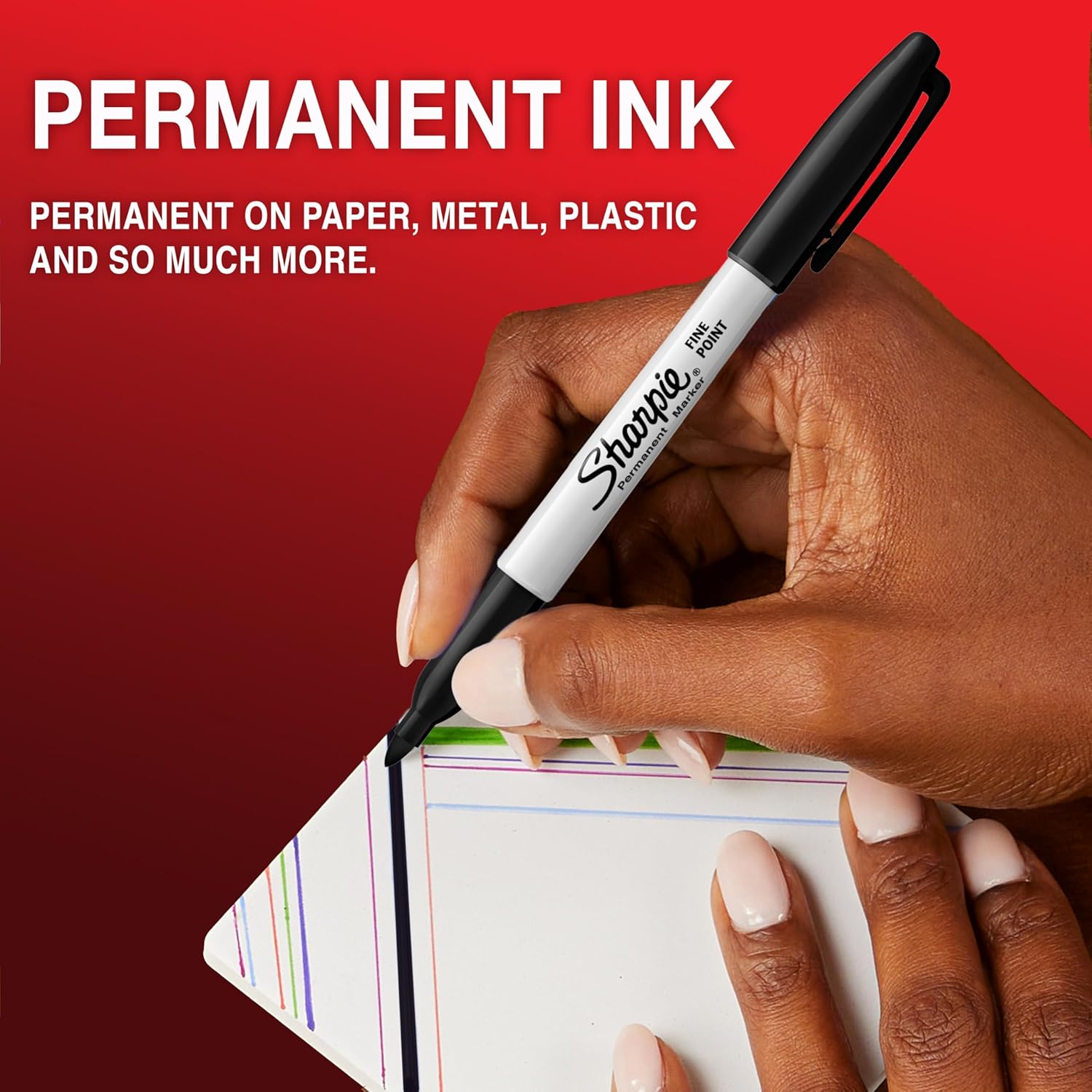 Detalle de Sharpie Permanent Markers, Fine Point, Black Ink – 24 Markers for Bold Details