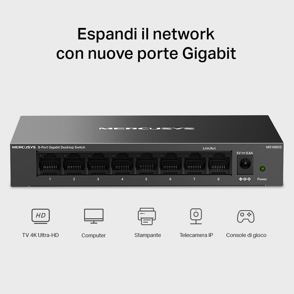 Thumbnail 5 de TP-Link Mercusys MS108GS Switch Ethernet 8 porte Gigabit 📡