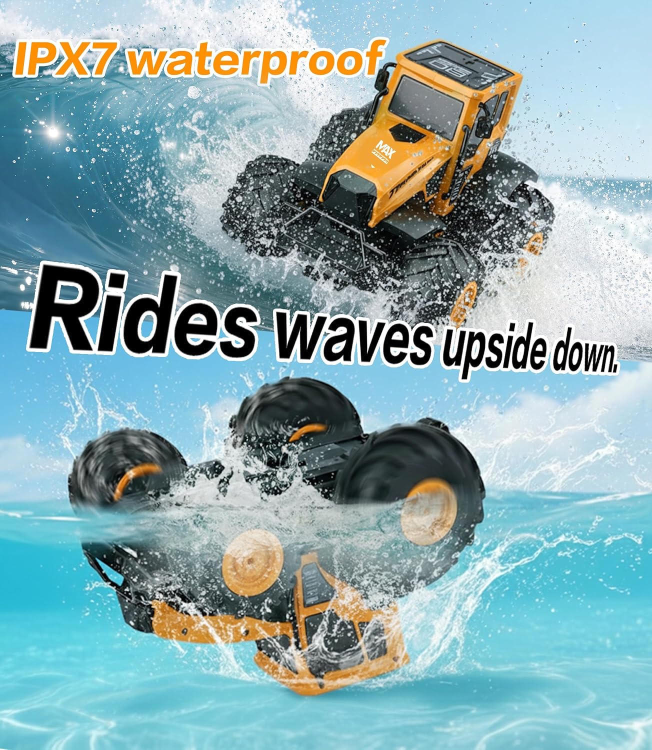 Thumbnail 3 de Macchina Telecomandata Monster Truck Anfibio 4x4 IPX7 per Bambini dai 6 Anni – 2 Batterie, 90 Min di autonomia