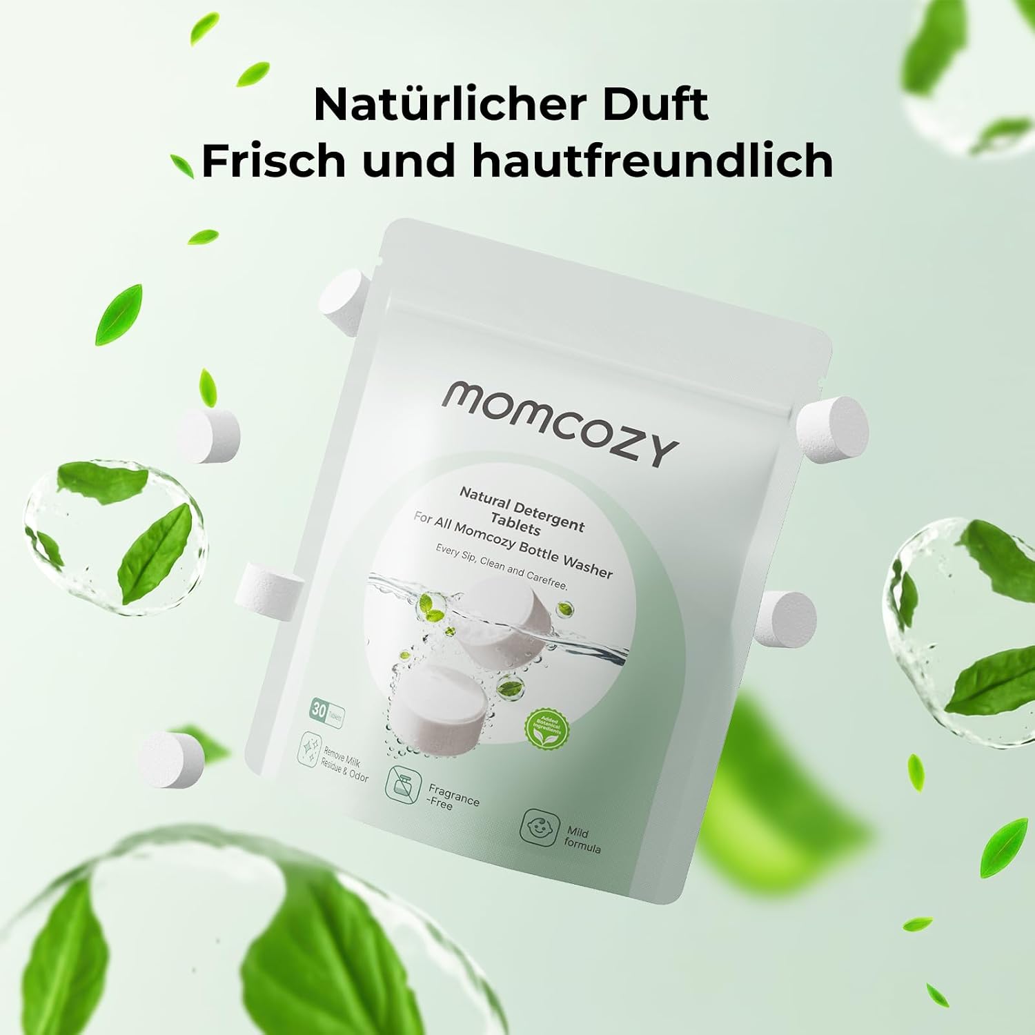 Detalle de Momcozy Offizielle Waschtabletten – pflanzliche Reinigung für Babyflaschen, 120 Tabletten