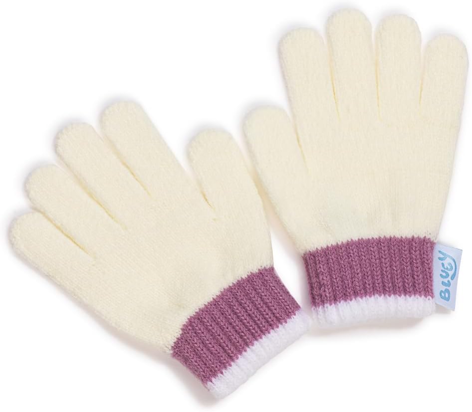 Detalle 2 de Bluey Girls Winter Hat and Gloves Set – Toddler Knit Beanie with Pom Pom and Matching Gloves (One Size)
