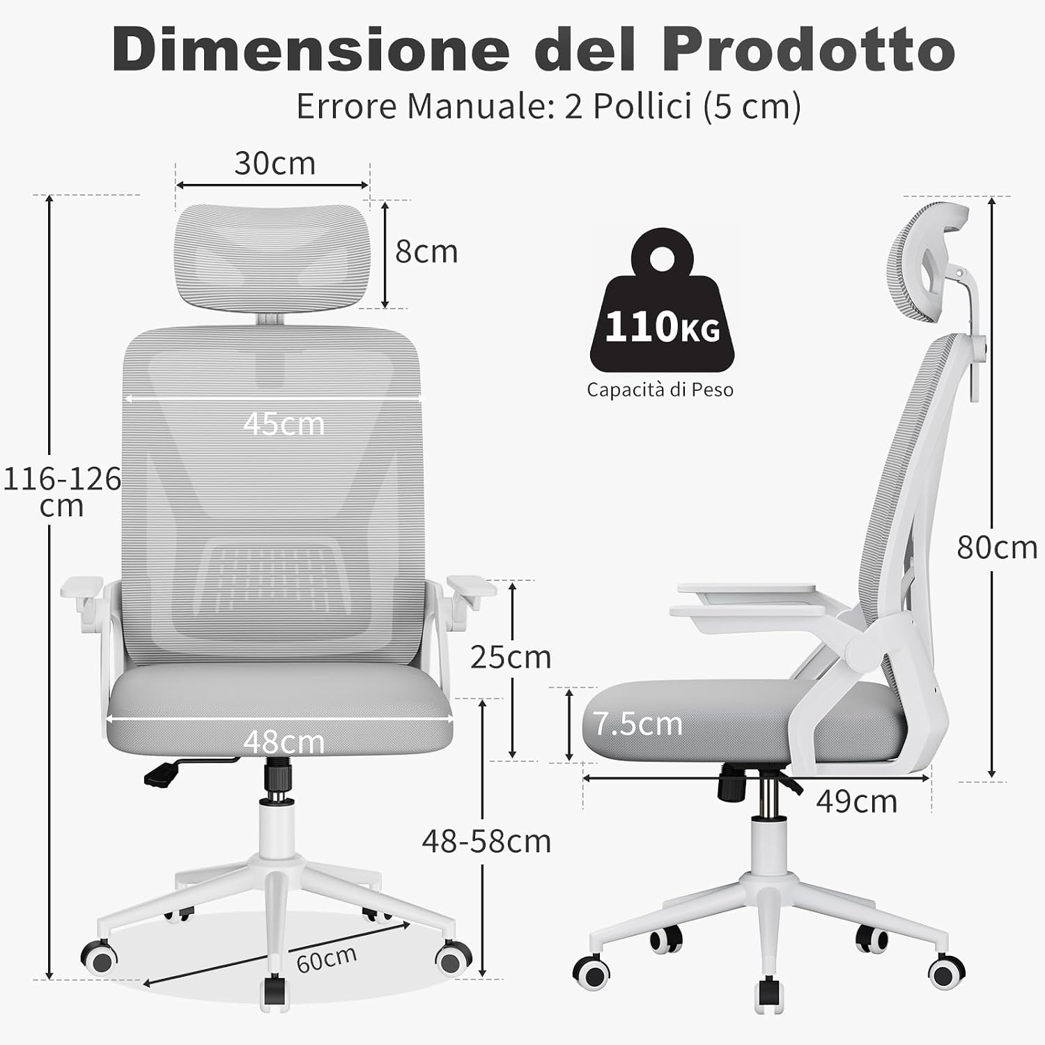 Thumbnail 1 de Naspaluro Sedia da Ufficio con Braccioli Ribaltabili e Poggiatesta: Ergonomia, Versatilità e Comfort per la Scrivania