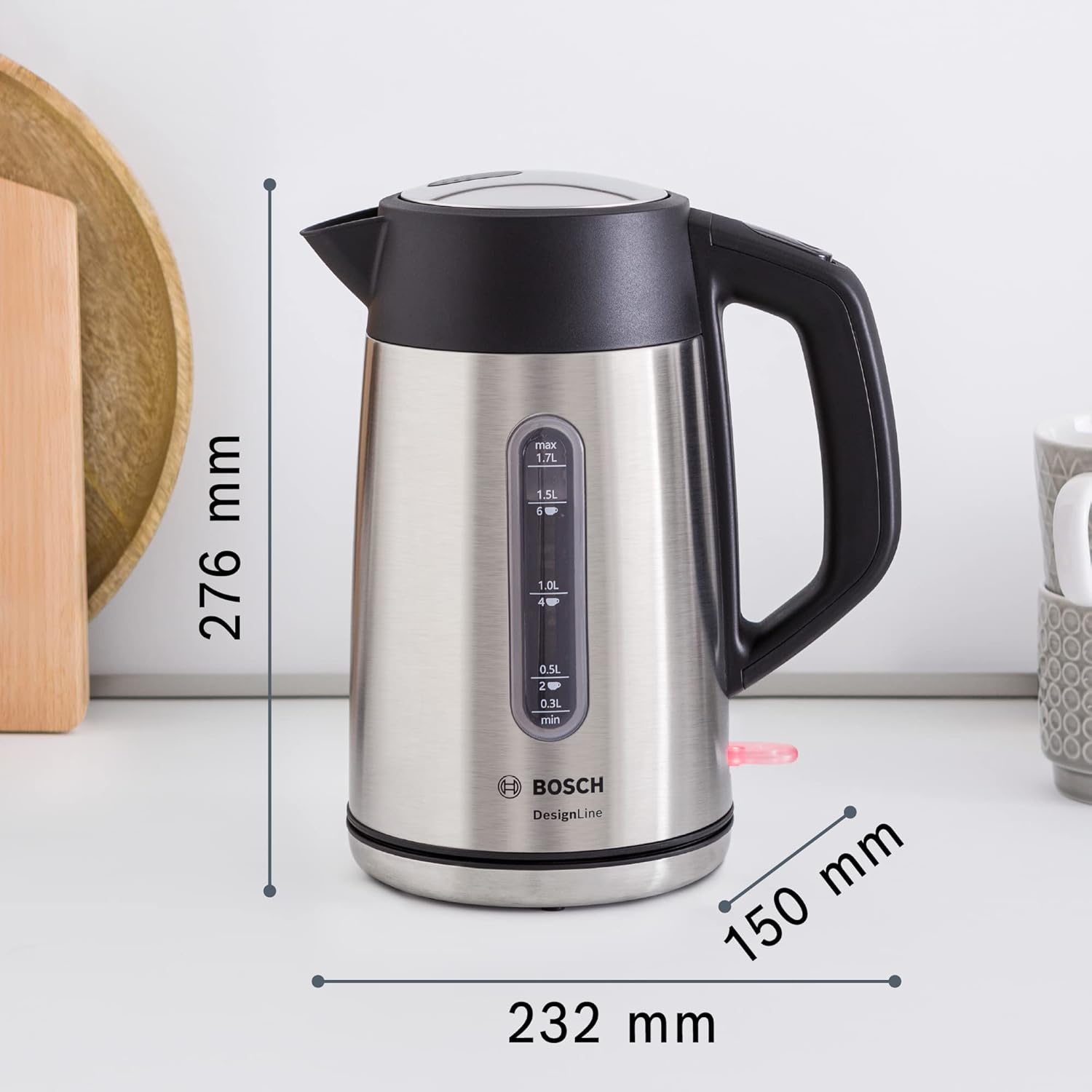 Thumbnail 1 de Bosch DesignLine Plus TWK4P440GB Stainless Steel Cordless Kettle, 1.7 L, 3000 W