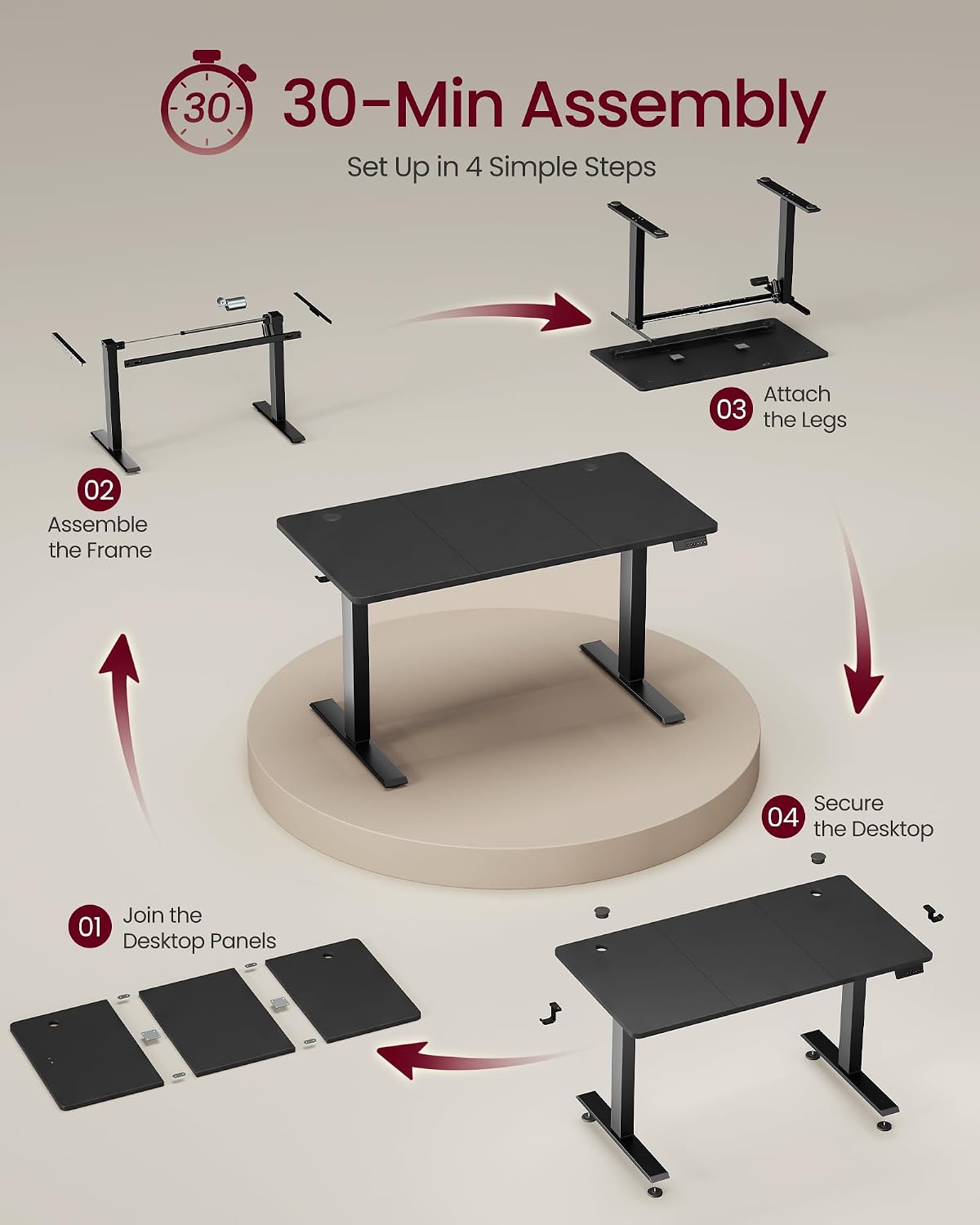 Thumbnail 6 de VASAGLE Electric Standing Desk, 48 x 24 Inch