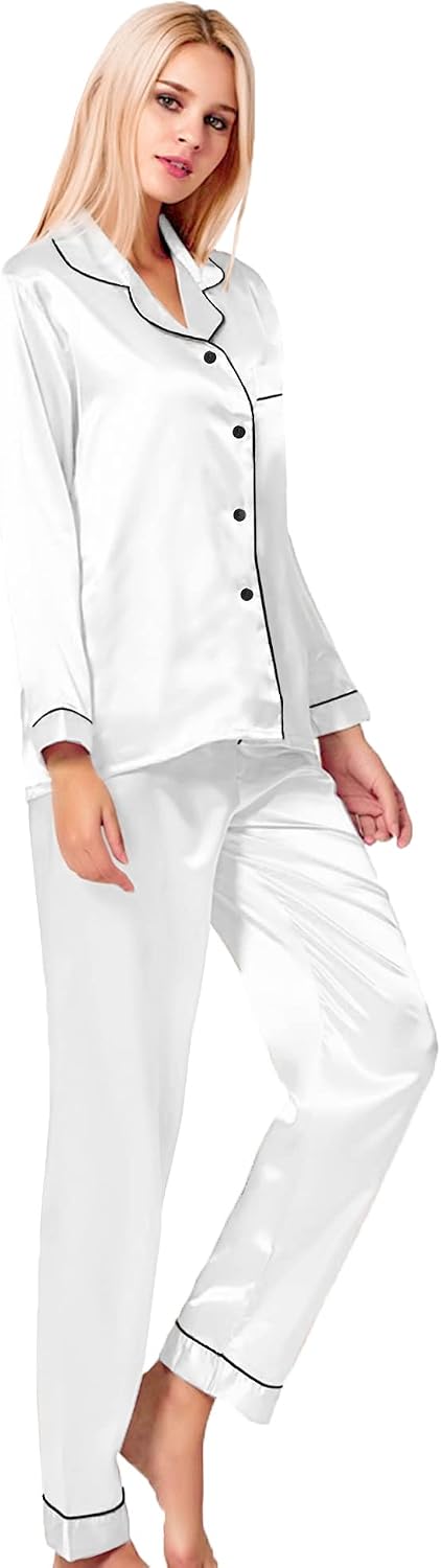 Detalle 2 de SWOMOG Silk Satin Pajamas 2-Piece