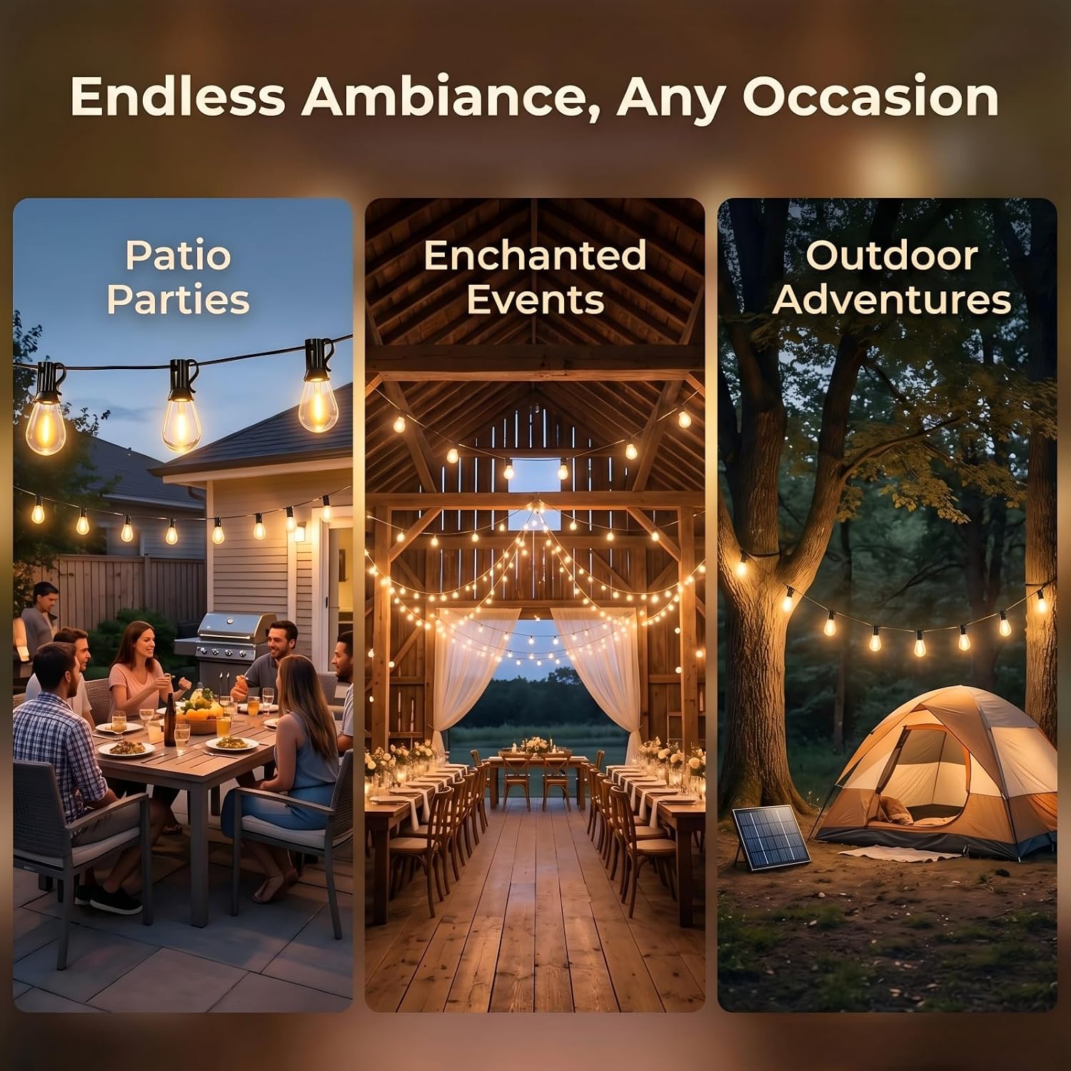 Thumbnail 6 de smareal 200FT Outdoor String Lights, 2700K Warm White, IP65, Shatterproof S11 LEDs