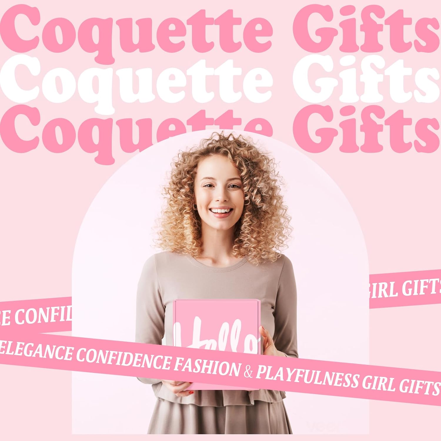 Detalle de Gift Baskets for Women - 9pc Teen & Women Self-Care Gift Set with Coquette Bow Glass Cups