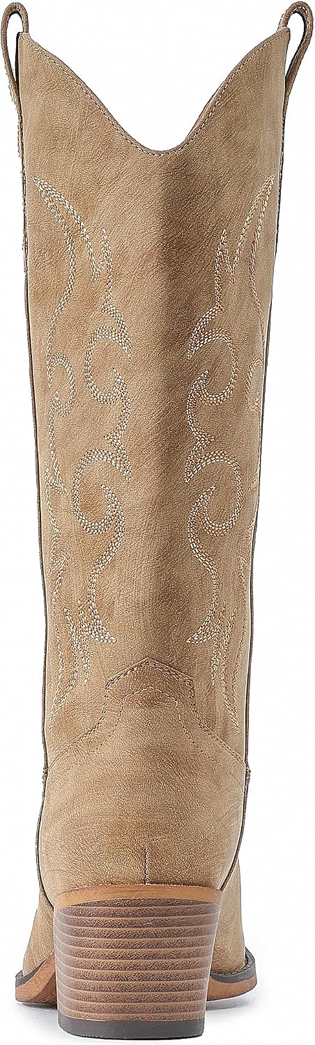 Thumbnail 4 de IUV CB057 Women's Mid-Calf Cowboy Boots with Embroidery and Snip Toe