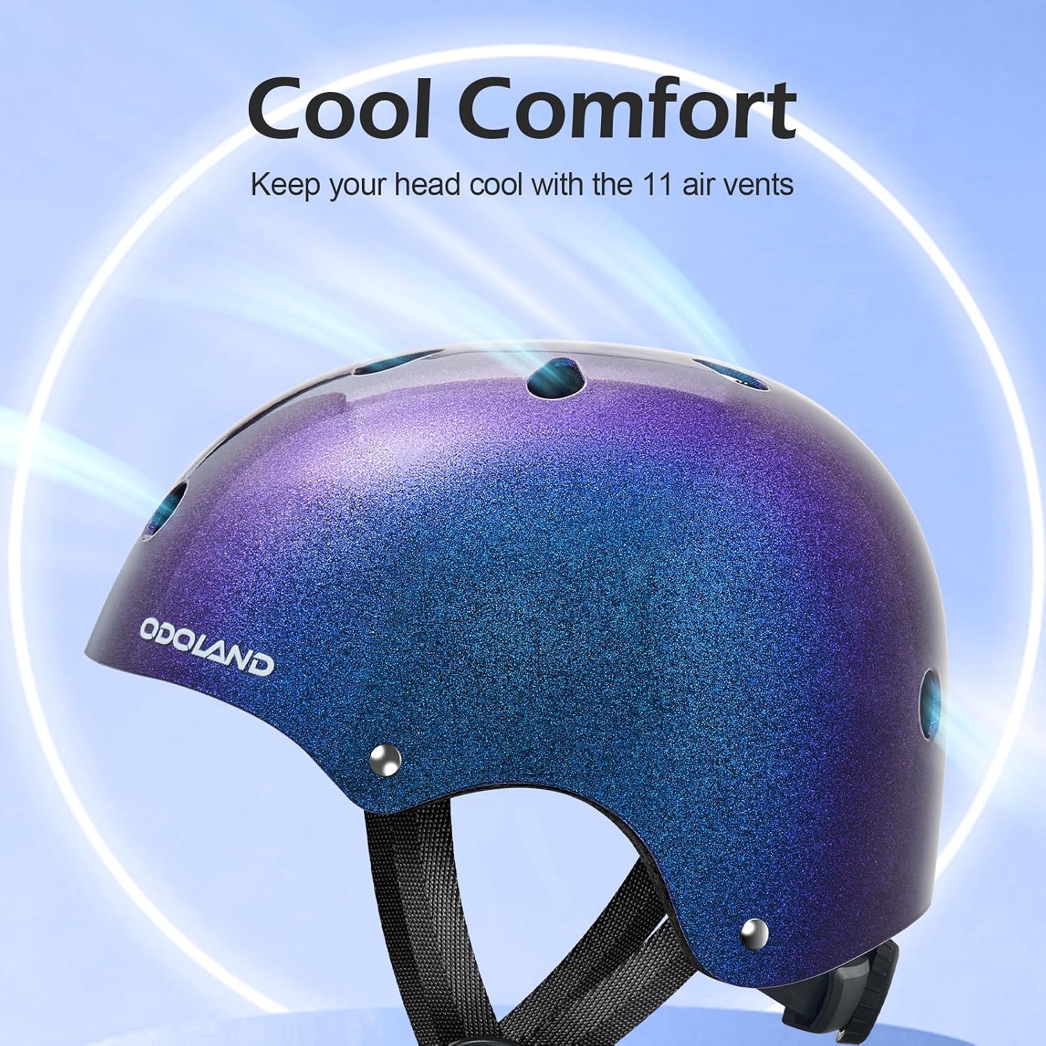 Detalle de Odoland Kids Bike Helmet: Adjustable, Ventilated Safety for 3–8 Year Olds