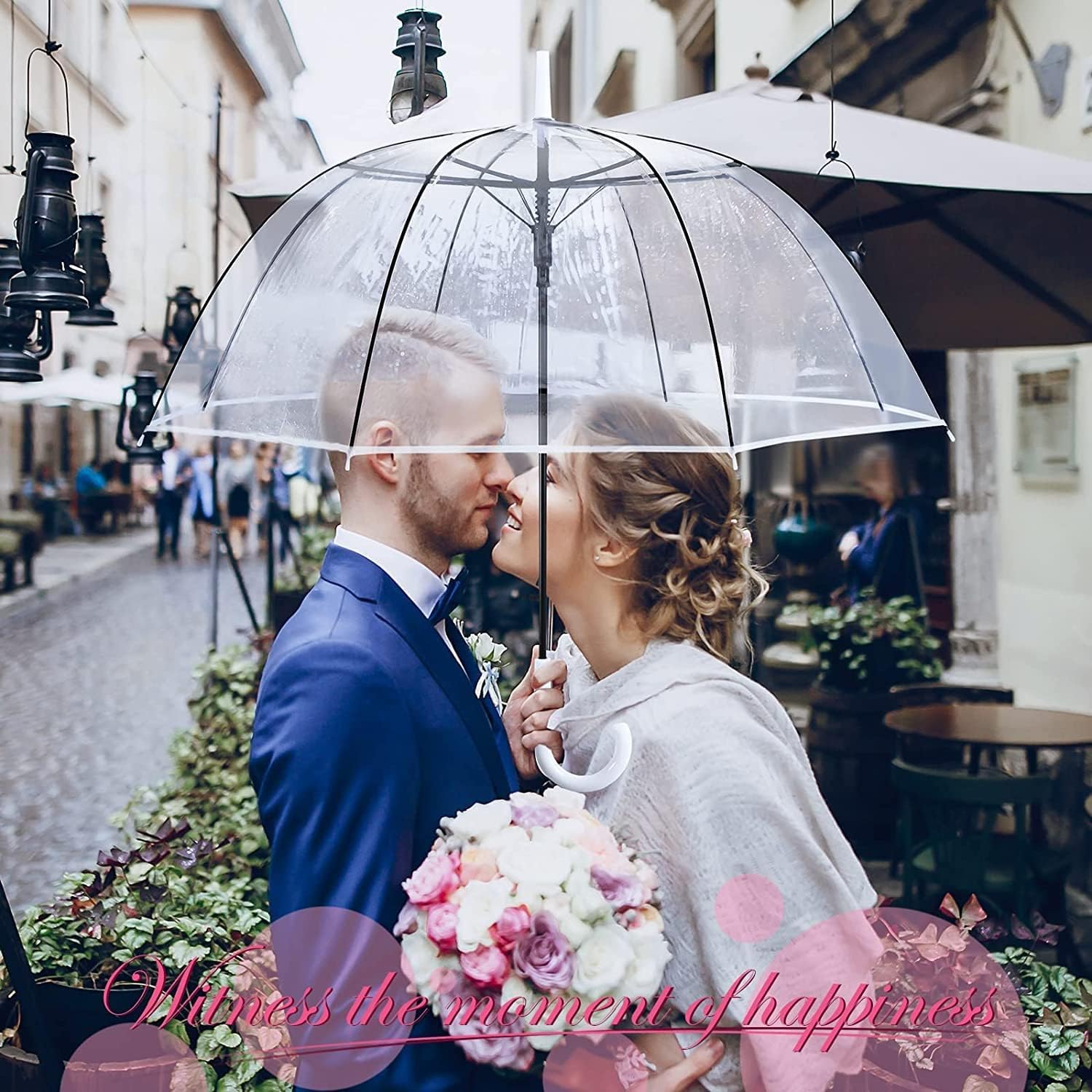 Thumbnail 5 de Clear Bubble Umbrella with Automatic Open – Large Transparent Canopy for Weddings and Outdoor Events