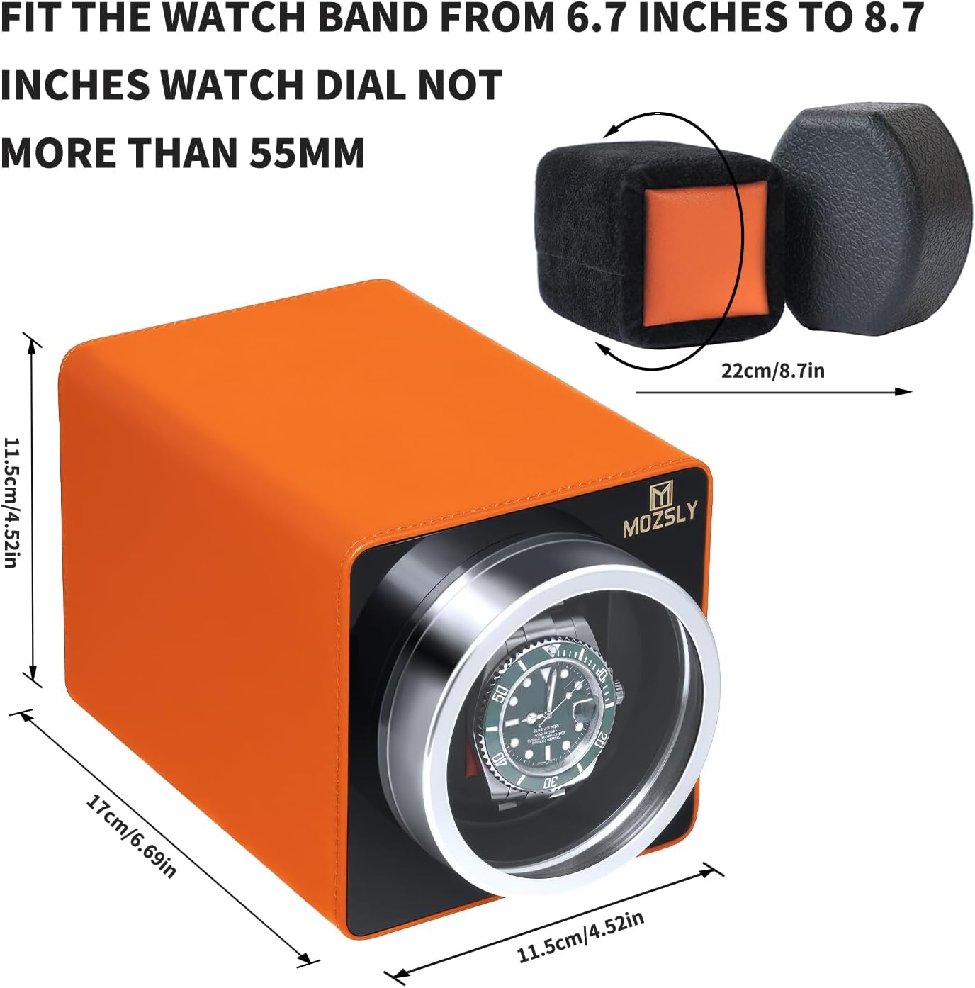 Thumbnail 2 de MOZSLY Einzel-Uhrenbeweger für Automatikuhren mit leisem Motor, Leder (12 Drehrichtungen)