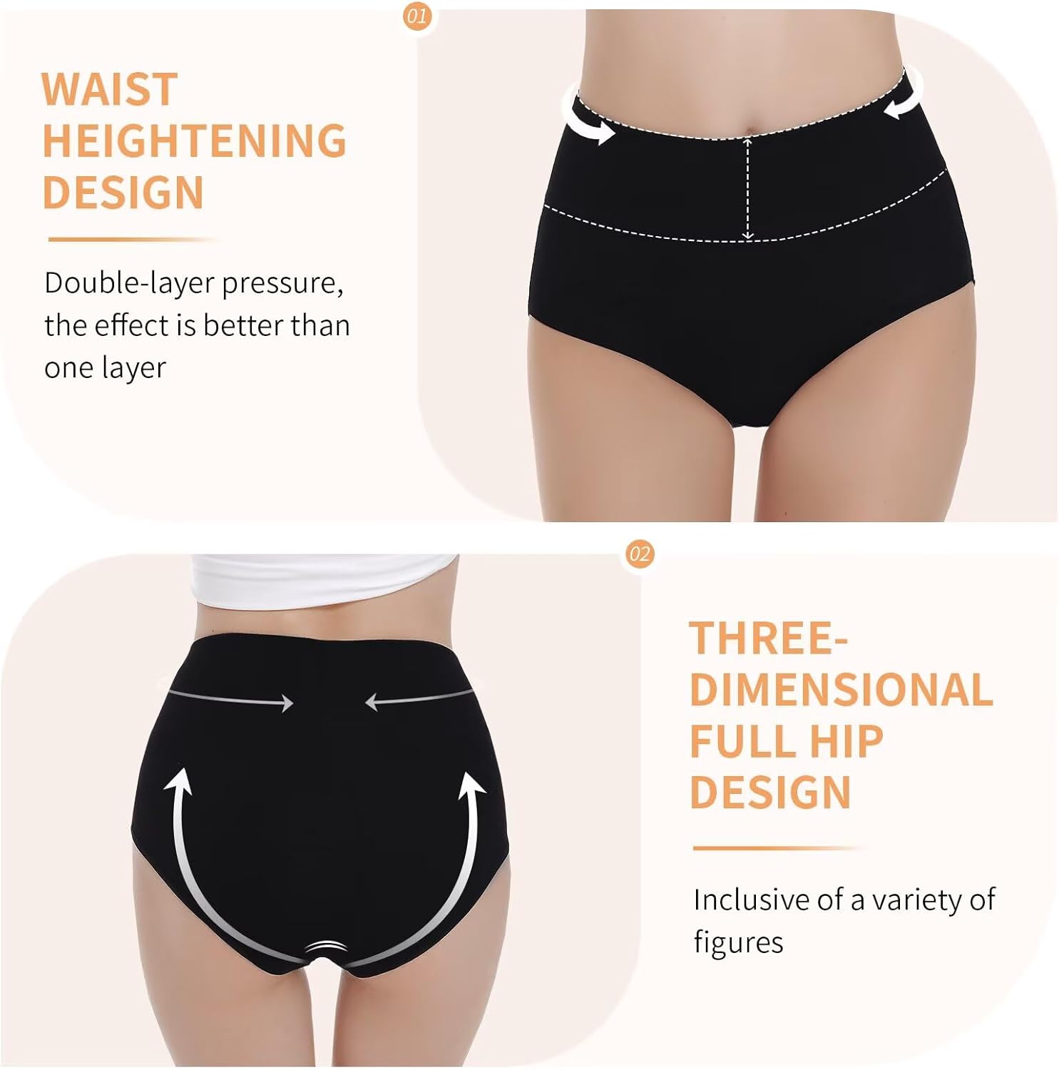 Detalle 2 de NUOZA Damen Unterhosen Baumwolle 5er Pack Hoch tailliert