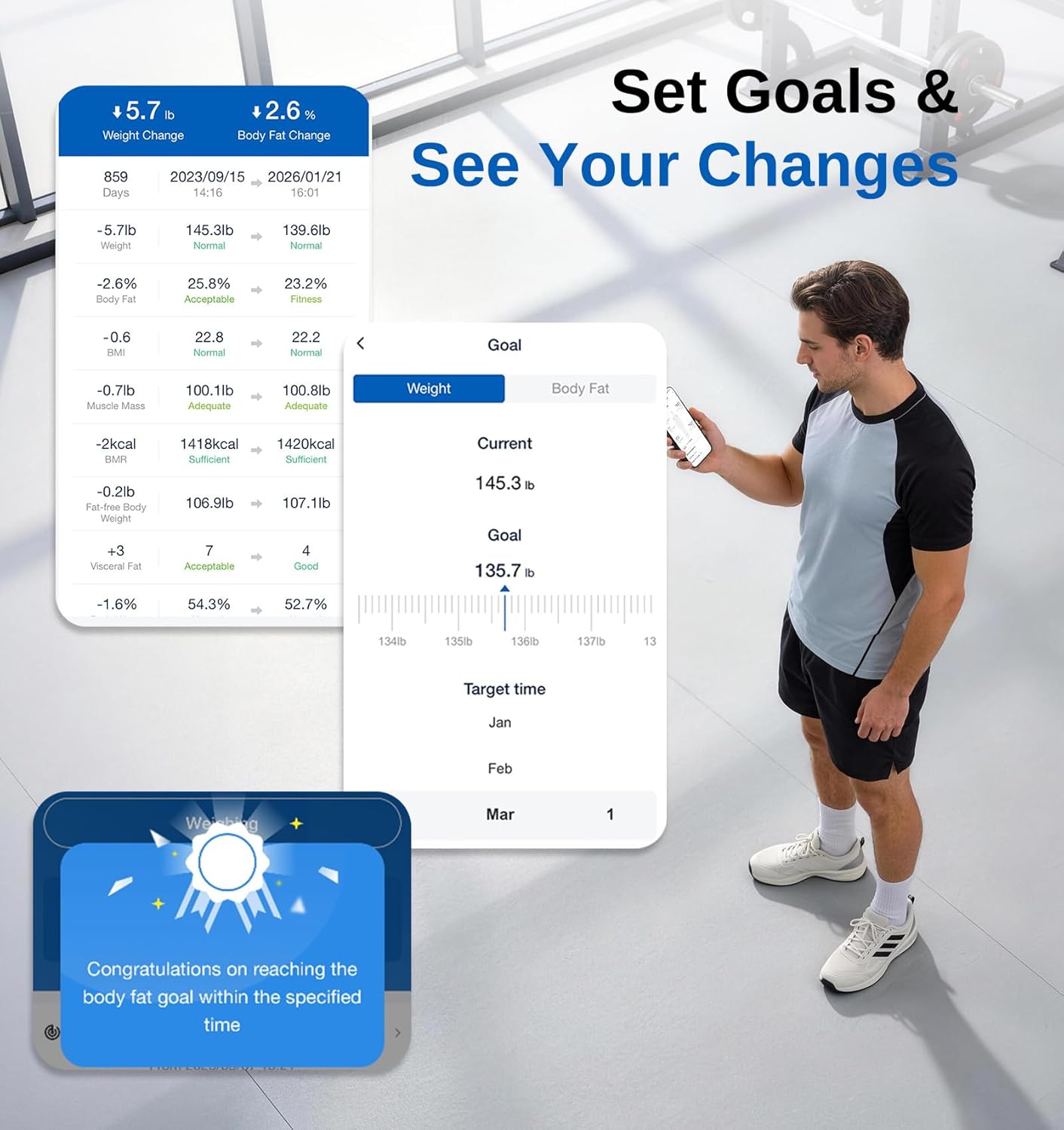 Detalle 2 de GE Smart Scale for Body Weight (8-Electrode) — 400 lb capacity with full-body composition analysis and Bluetooth app sync (Black)
