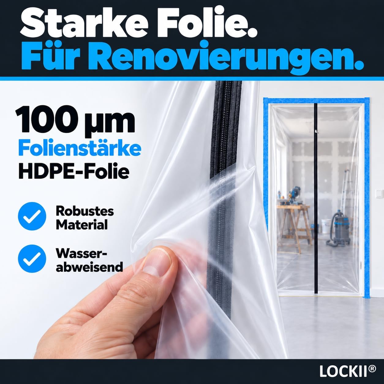 Detalle 2 de LOCKII Staubschutztür_I_2 STK stofwerende deuren met rits, 1,20 x 2,20 m