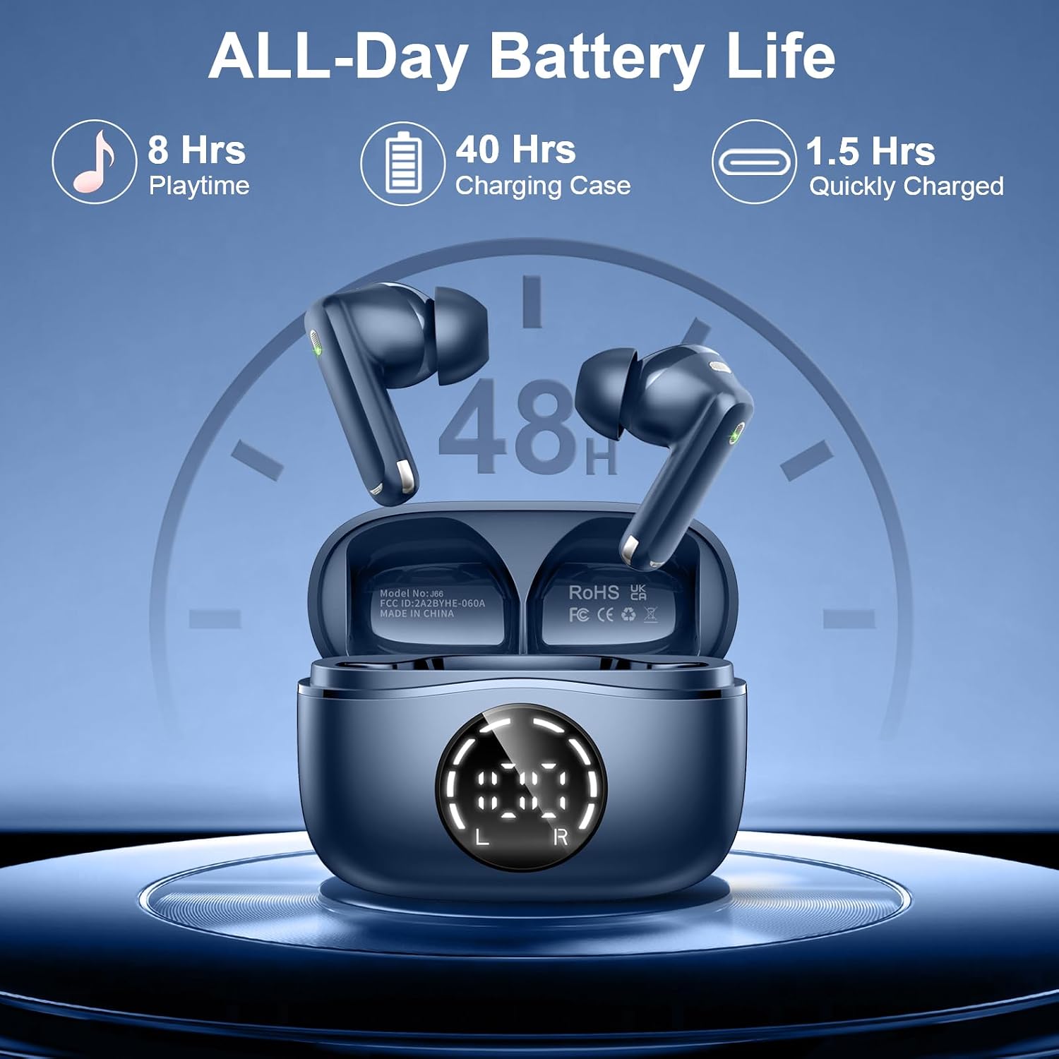 Detalle de Donerton 2026 Wireless Earbuds — In-Ear Bluetooth Earphones with 50H Playtime