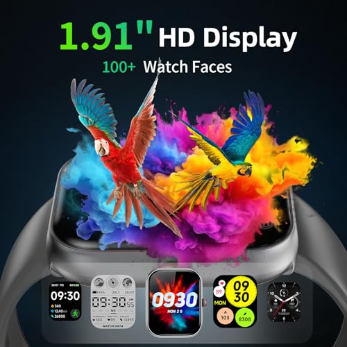 Detalle 2 de uaue Smartwatch Herren – 1,91 Zoll AMOLED mit Alexa, Telefonfunktion und umfangreichem Gesundheits- und Fitness-Tracking