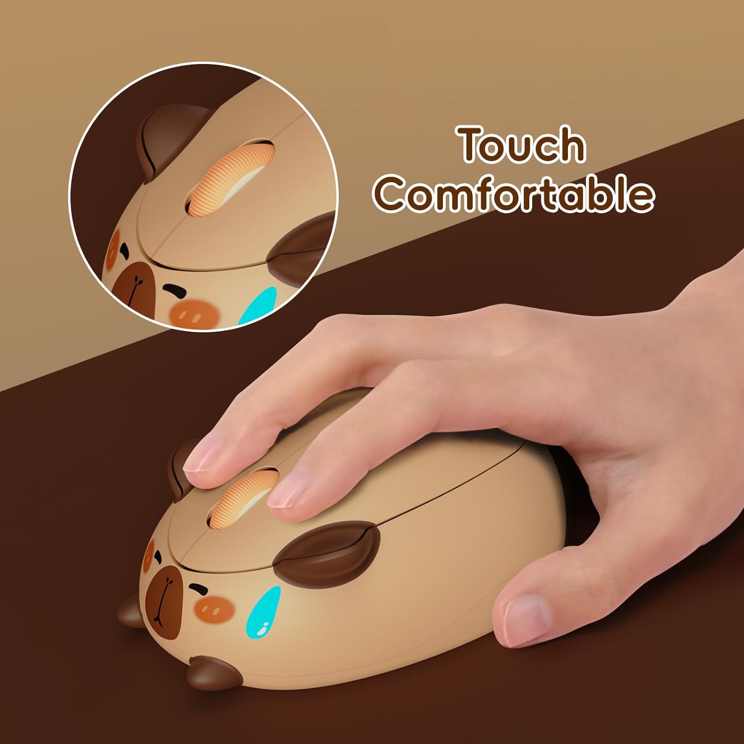 Detalle de Akko Capybara Maus – kabellose Katze Motiv-Maus mit 3200 DPI, Tri-Mode Verbindung