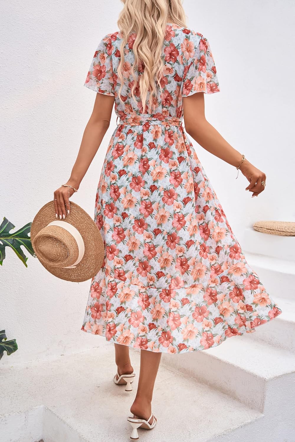 Thumbnail 2 de PRETTYGARDEN Women's Summer Floral Boho Maxi Dress – V-Neck Wrap with Ruffles