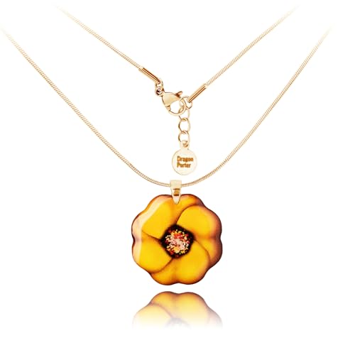 Detalle de Dragon Porter Belle Pendentif Réglable – Collier Chaîne Bijoux pour Femme, Style 12 Fleur Jaune