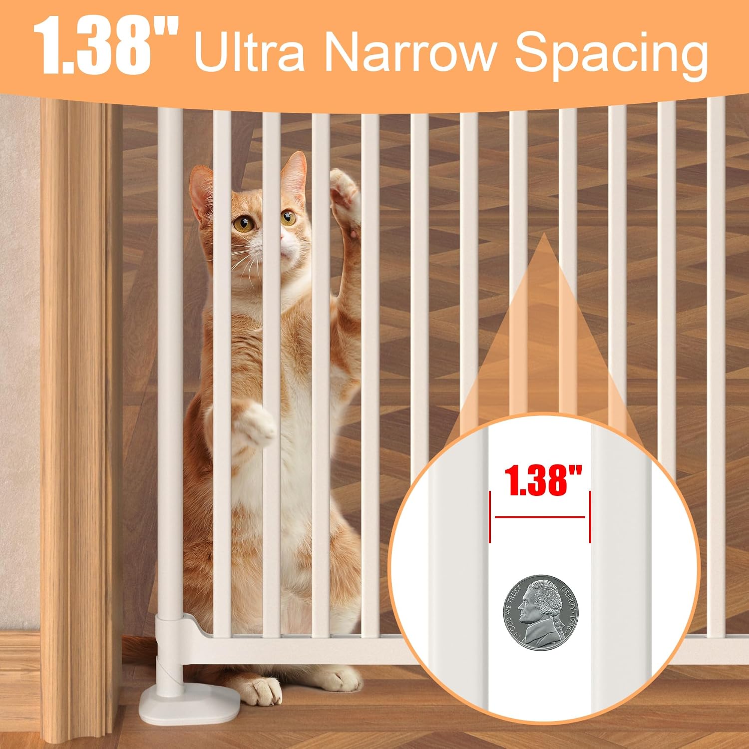 Thumbnail 6 de HAVLOTII Barrière de sécurité pour chat haute, 180,3 cm avec double porte et fermeture automatique (sans perçage)