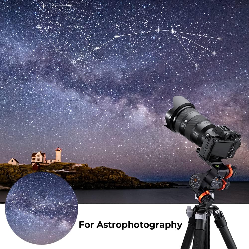 Thumbnail 5 de K&F Concept geared tripod head for 360° panoramic 3-way ballhead with quick release plate