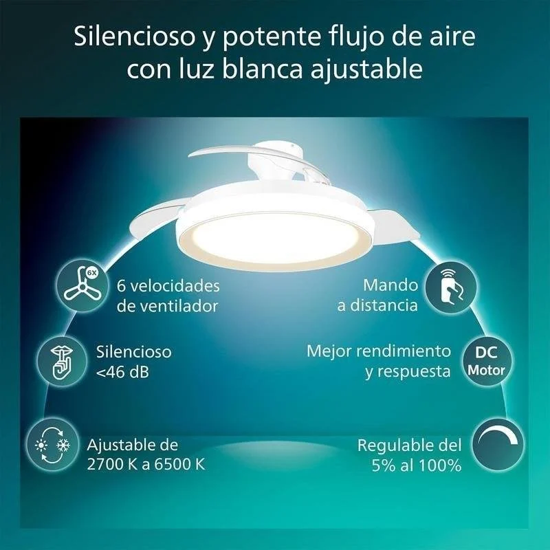 Detalle 2 de Philips Bliss 106 cm: ventilador de techo con luz LED regulable y mando a distancia