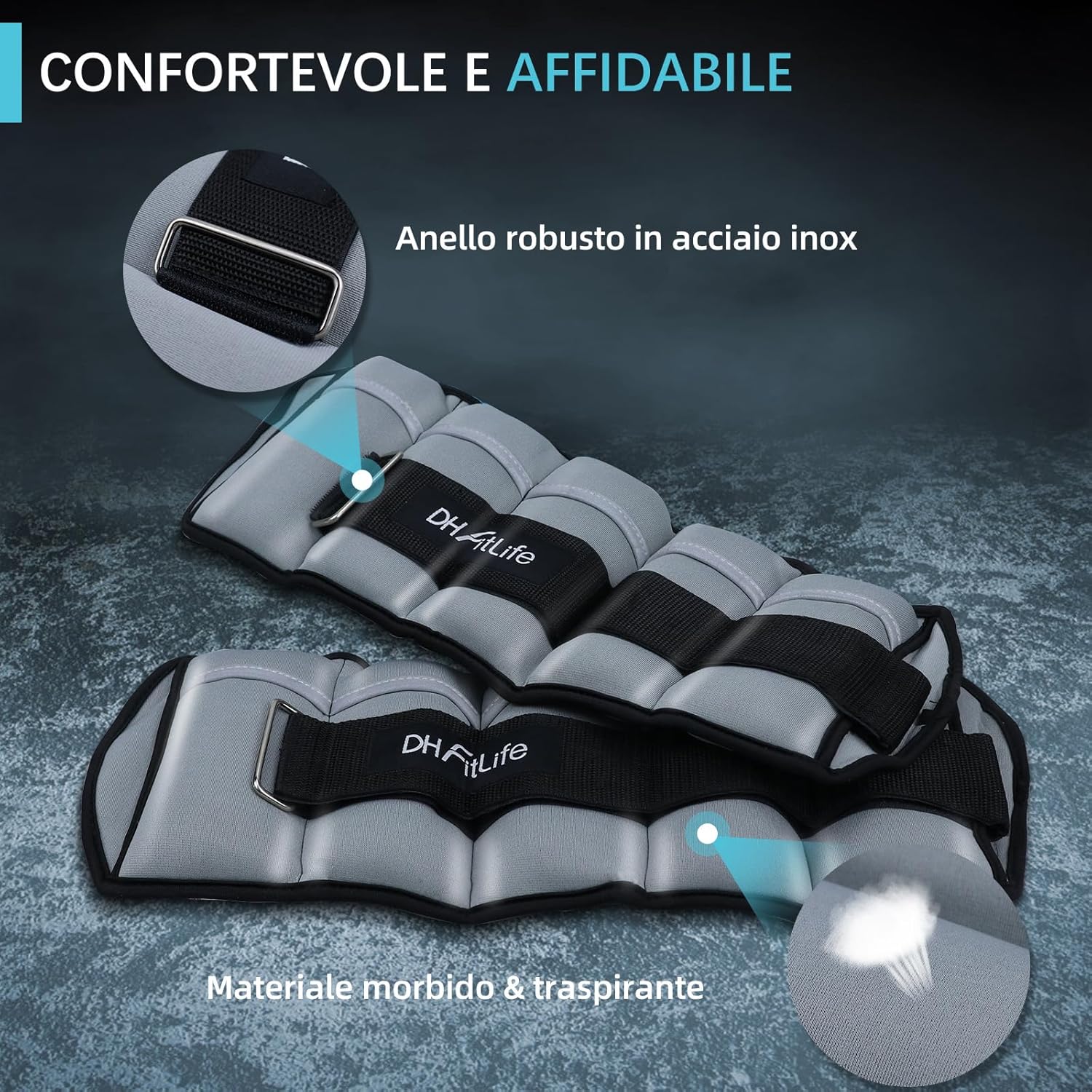 Thumbnail 1 de DH FitLife Set di cavigliere con pesi regolabili per gambe – 2 x 2,5 kg o 2 x 4,5 kg
