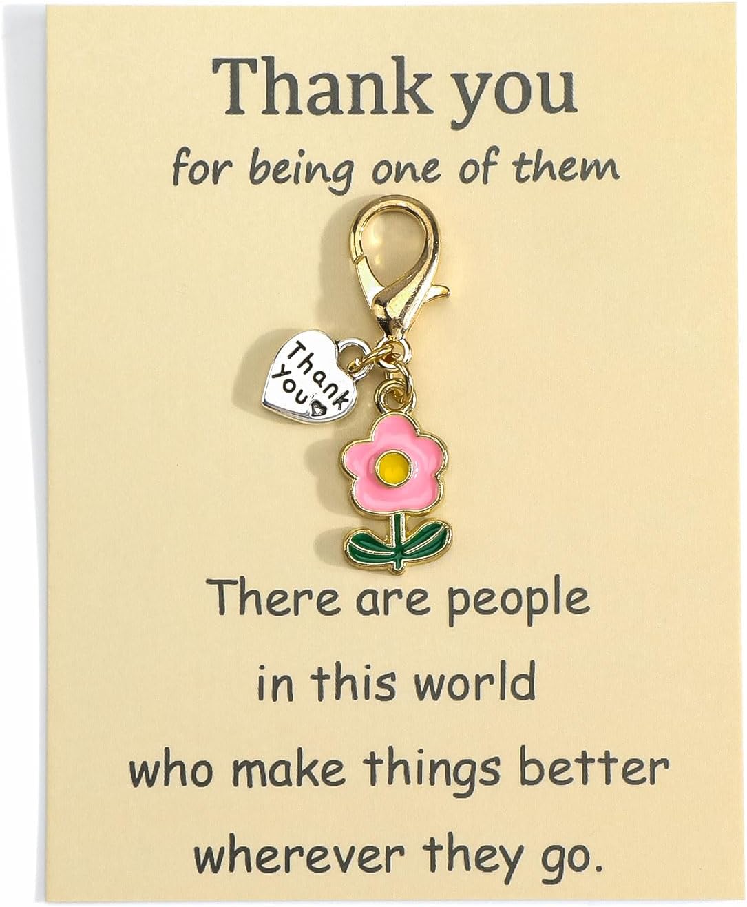 Detalle de Tranbath Funny Thank You Keychain Gift with Flower Charm and Card